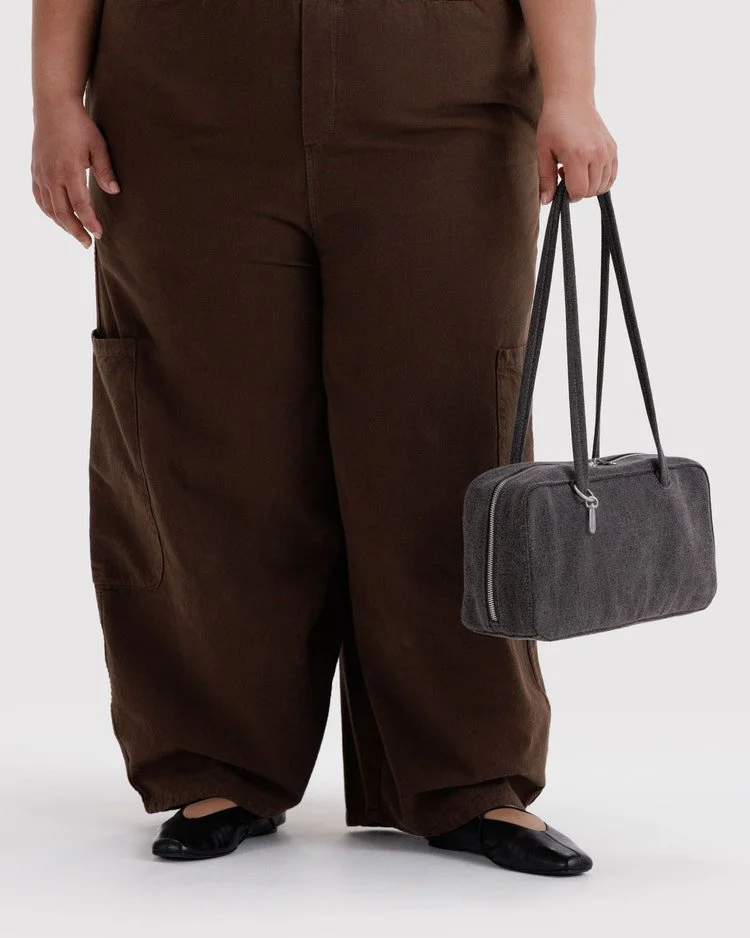 Washed Black Denim Bowler Bag