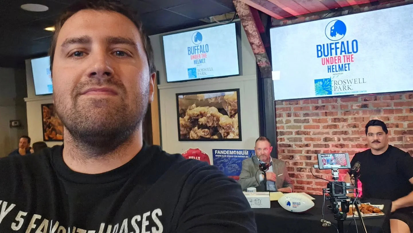 Behind the scenes at Wingnutz Bar and Grill tonight with Connor McGovern for the first episode taping of Buffalo Under the Helmet presented by Roswell Park Comprehensive Cancer Center! 

The live audience is open to all fans at no charge on a first c