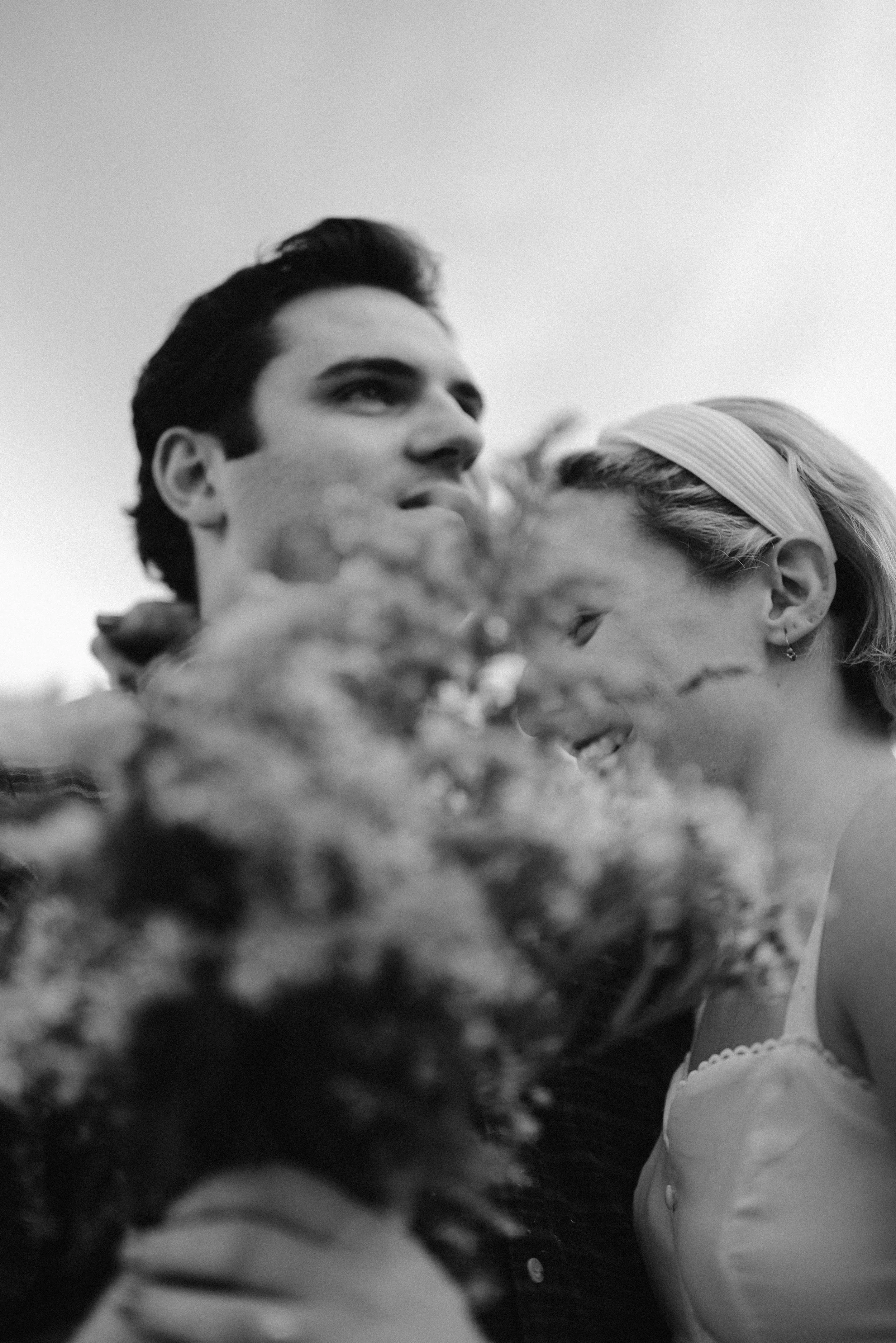 A boho edgy gritty black and white rock and roll outdoor adventure elopement