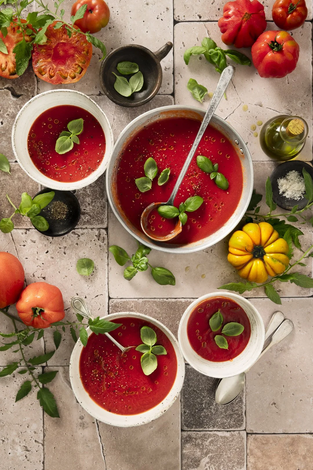 tomato soup, passata di pomodoro basil, fresh, organic