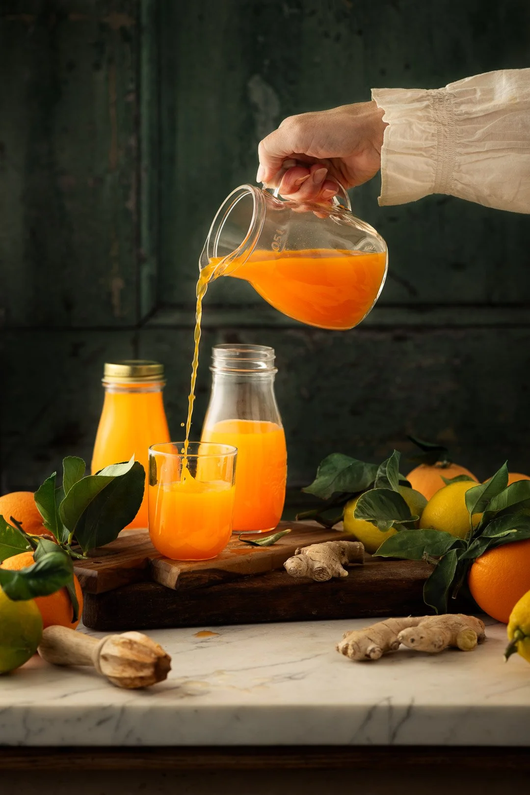 orange juice, vitamin c, glass, hand