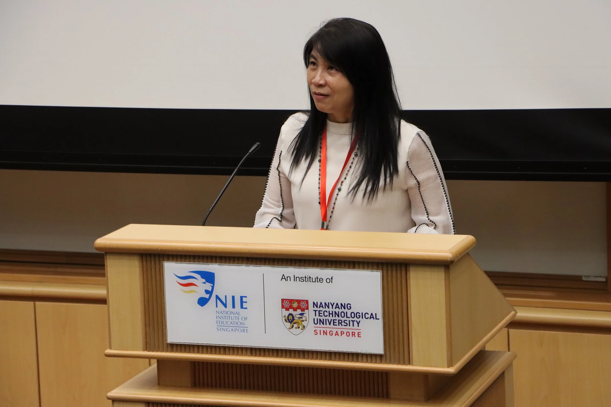 A/P Tan getting into the spirit of the learning festival as she gave her welcome address.