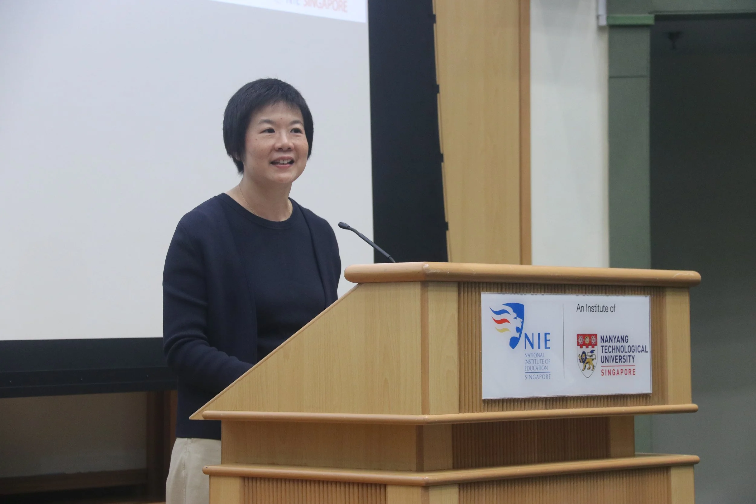  Ms Karen Wong, Singapore Public &amp; Government Affairs Director, ExxonMobil, addressing the audience at the Award Cermony 