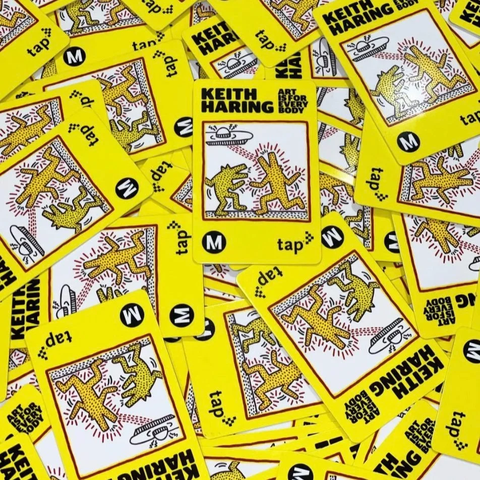 Special edition Metro card featuring Keith Haring exhibition at The Broad museum in Los Angeles.