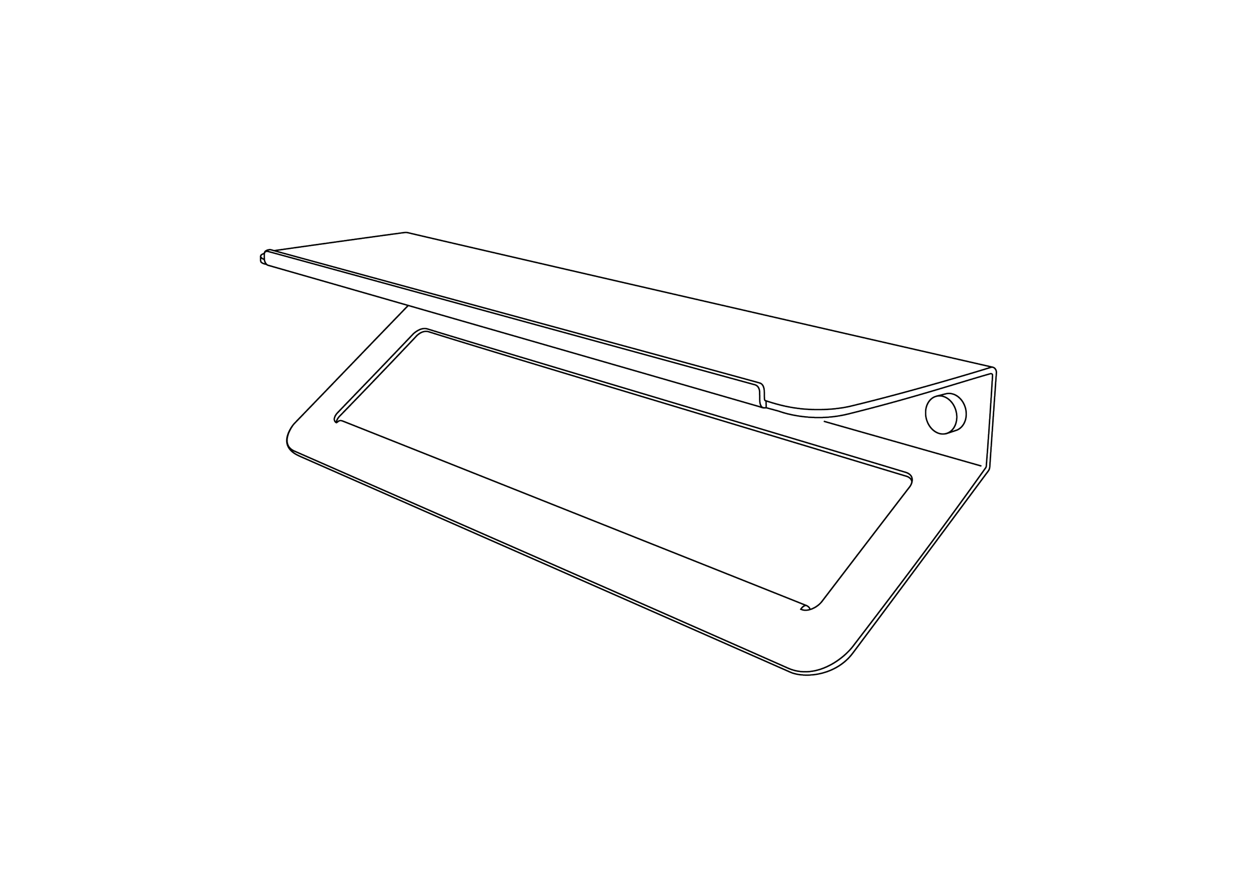 Line drawing of a minimal folded aluminium hand towel rail with a small shelf