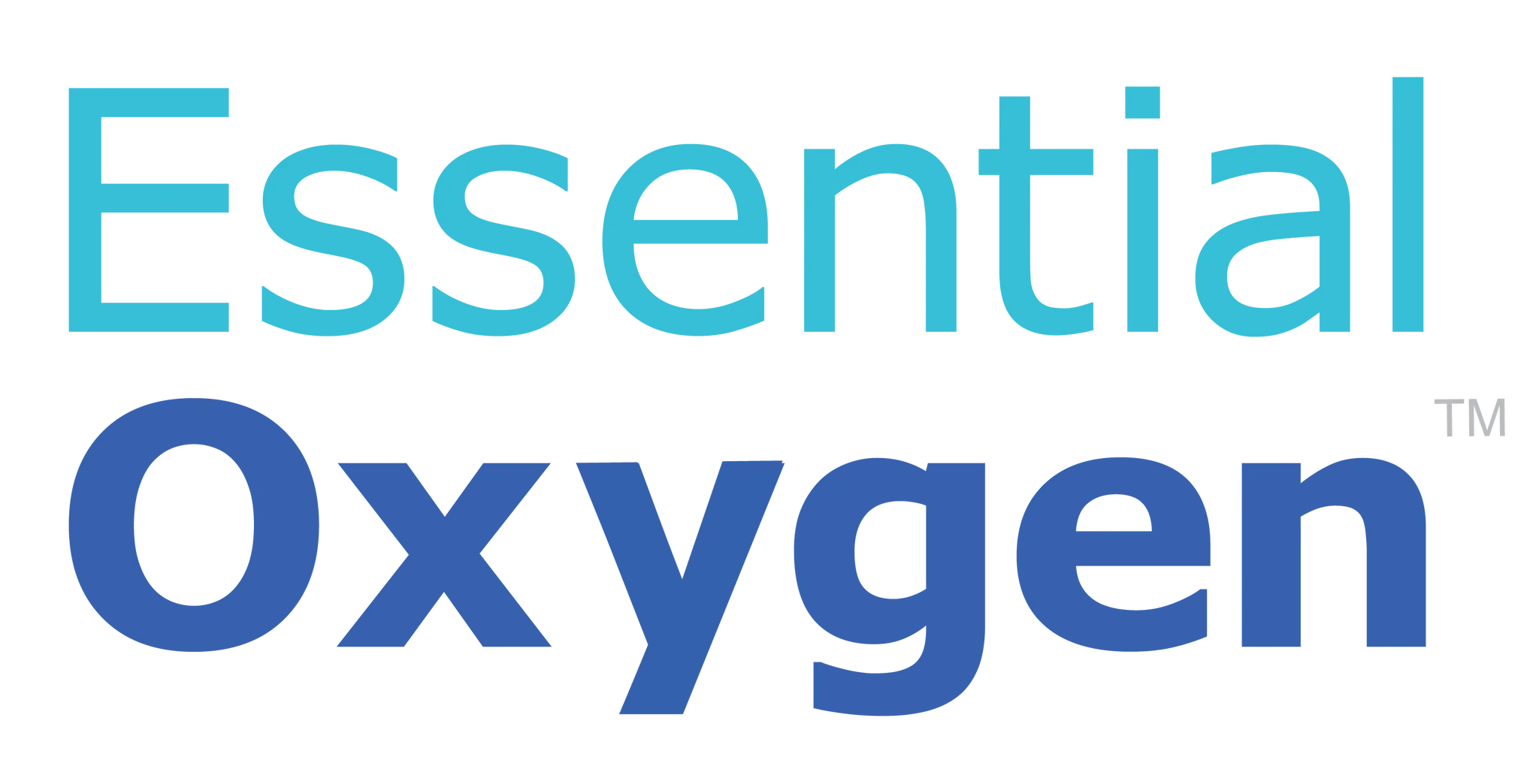 Logo with the words "Essential Oxyvent" in blue and light blue text.