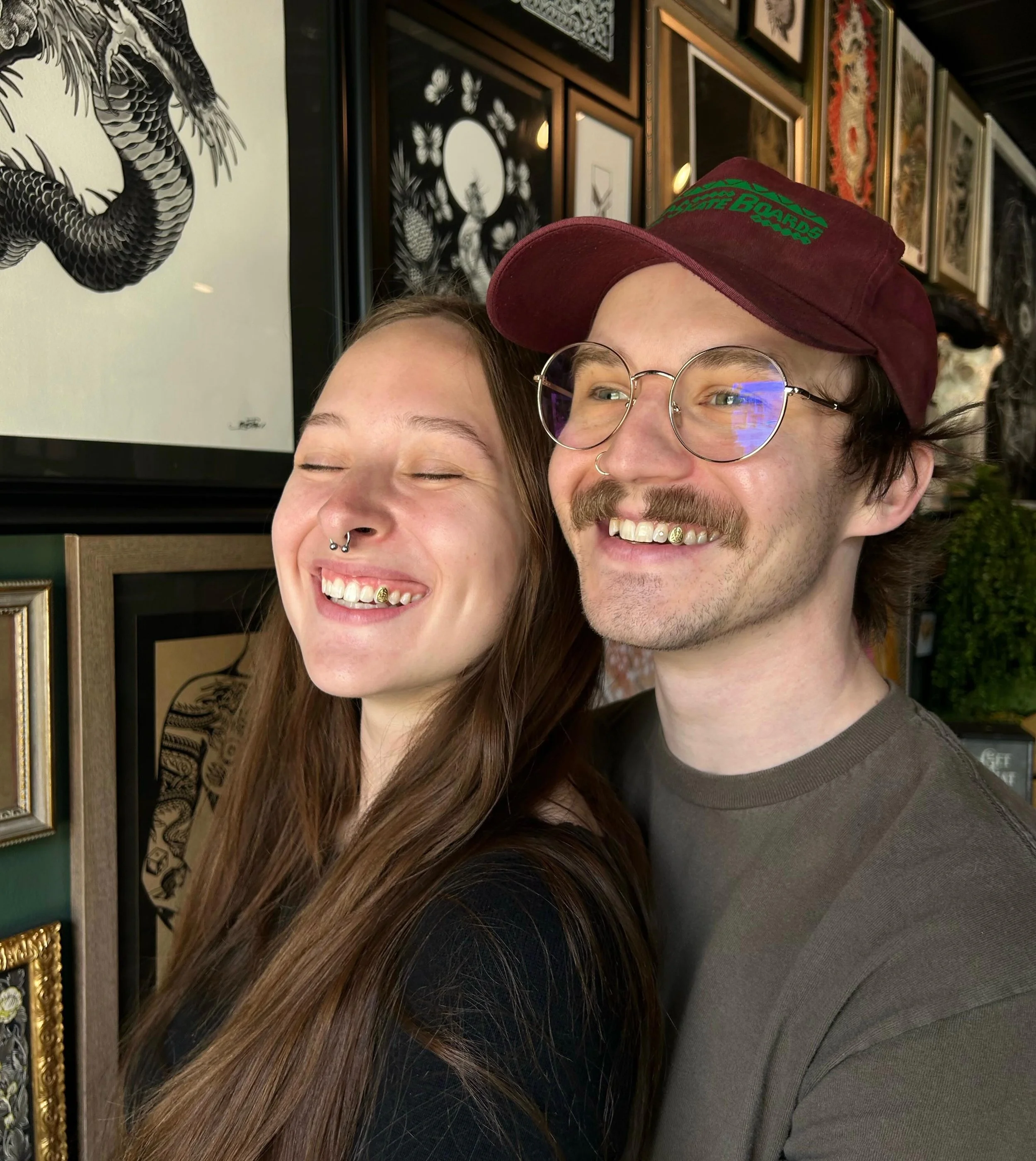 IT&rsquo;S PROM if prom was the homies getting matching 18k solid gold spiderweb teef 🕸️๋࣭ ⭑ THANK U HOMIES @solid_dude_time @noturproblemchild_ 

@dharma_tattoo_collective @tegans.tooth.gems 
˚₊𓆩༺🕷༻𓆪₊˚