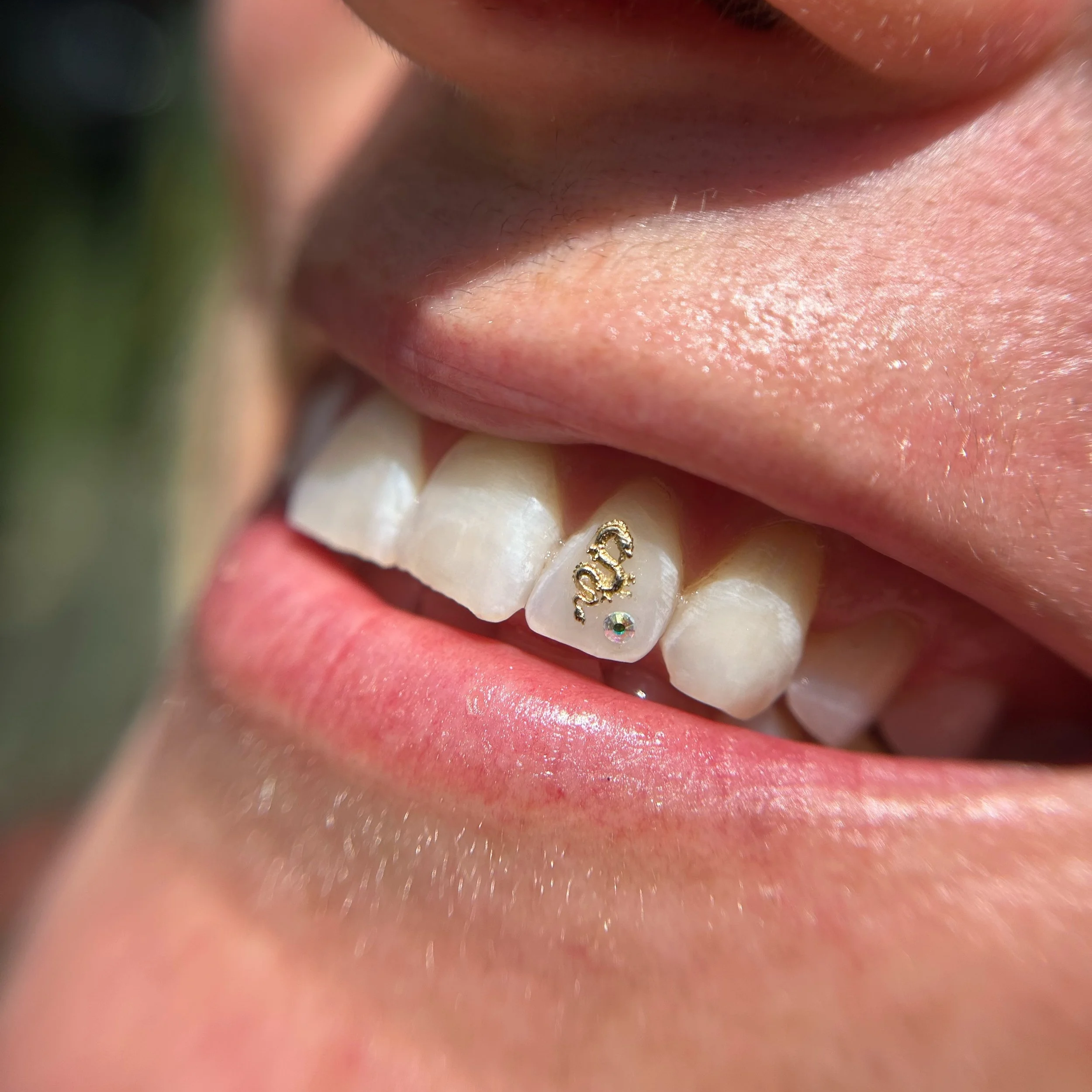 18k Yellow Gold Tooth Gem + Crystal Tooth Gem