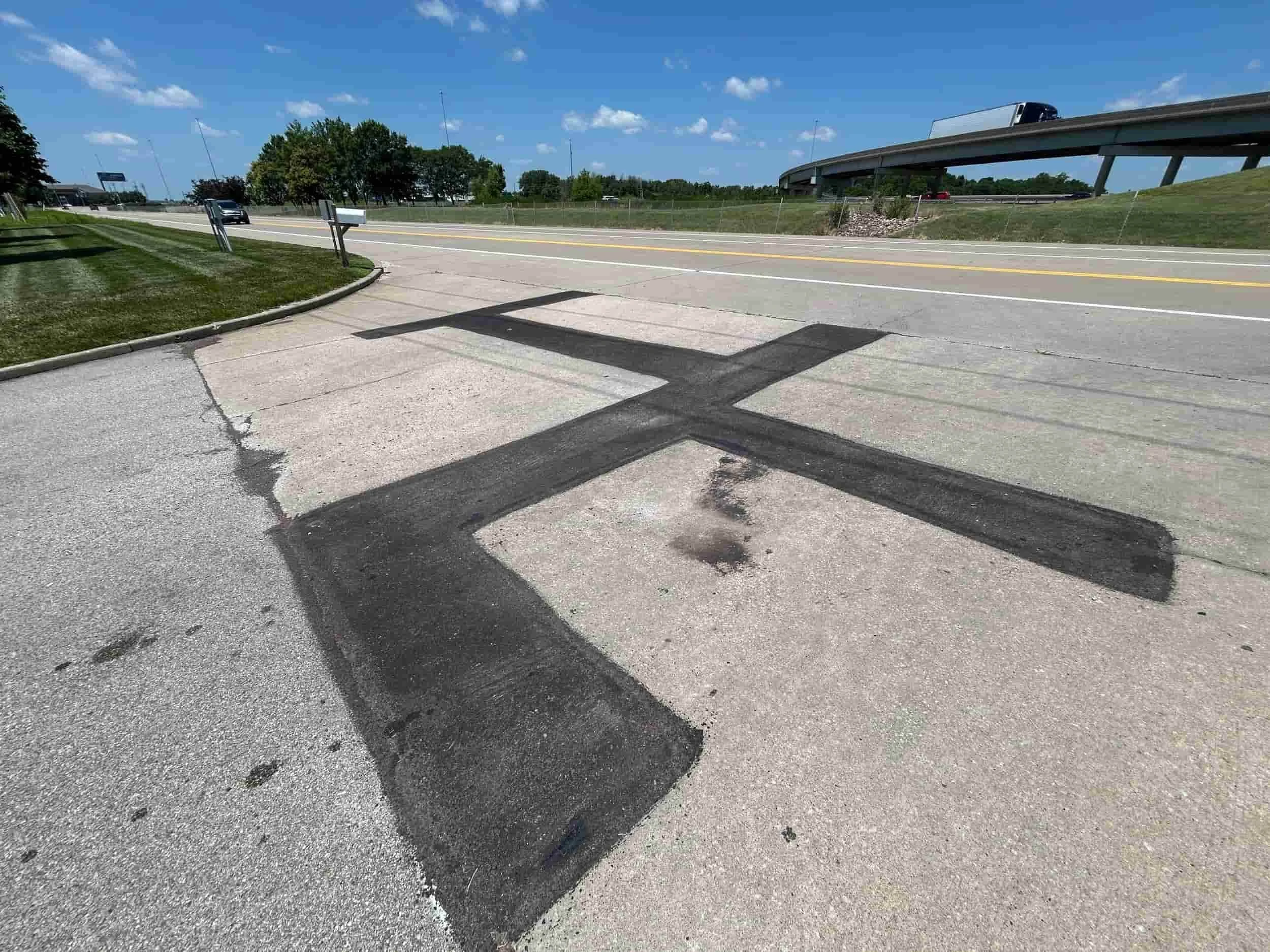 After image of completed patch with a clean skin patch filling all cracks that were showing in the concrete