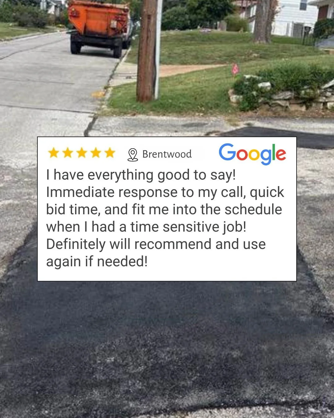 Speedy quick patching that is made to last. Grateful for the 5 star review! #asphaltninjas #potholes