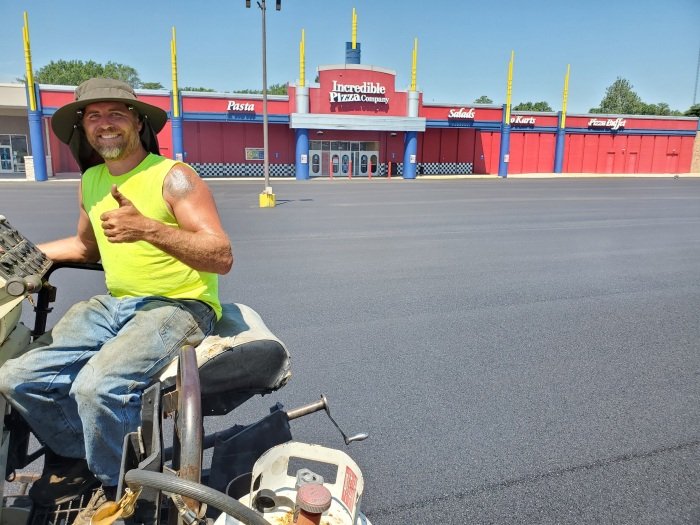 Asphalt Ninjas Paving Commercial Lot for Incredible Pizza Company