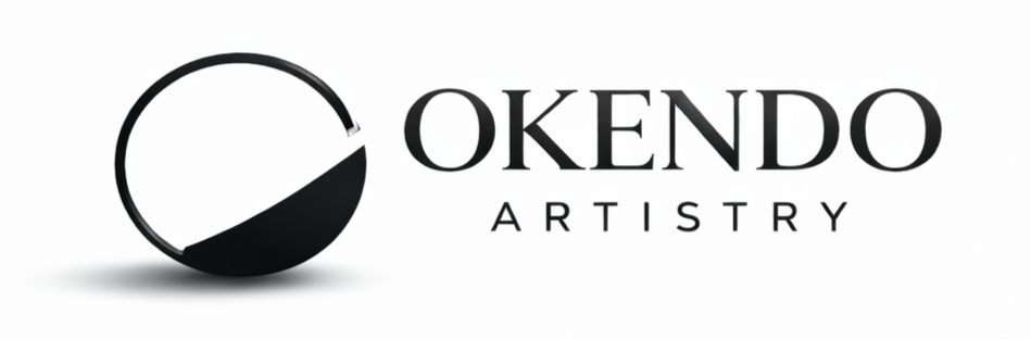 Okendo Artistry logo with a black and white circular design