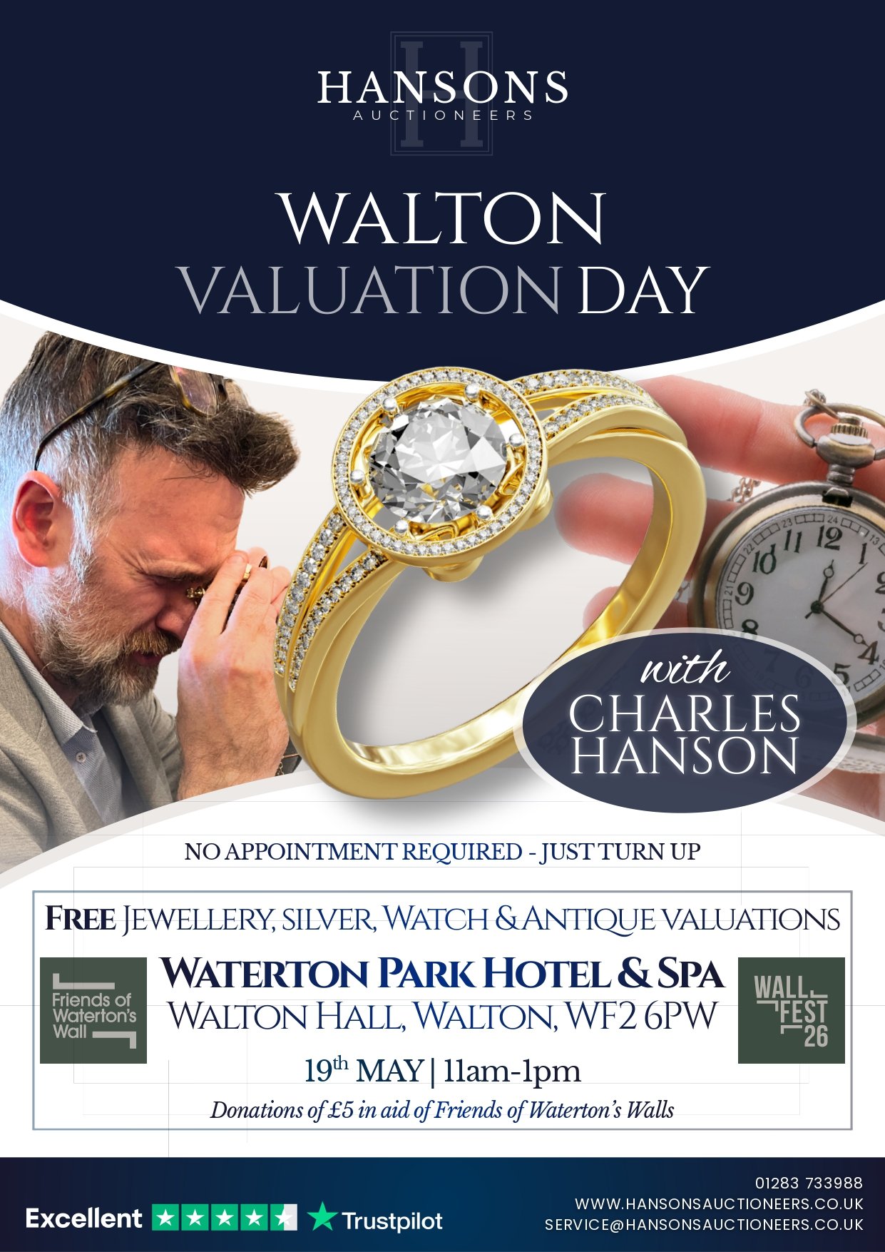 Poster advertising the Walton Valuation Day event by Hansons Auctioneers.