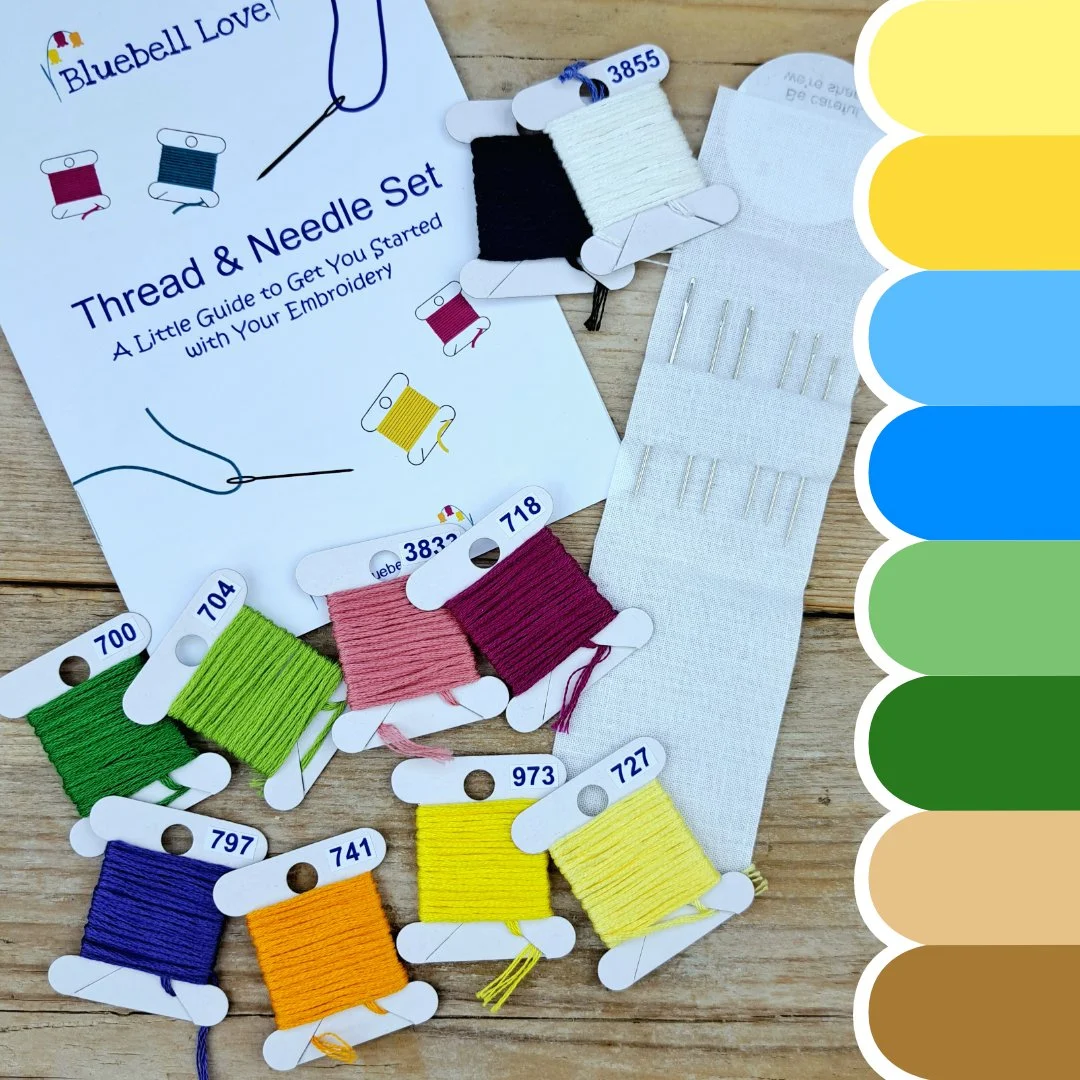 Embroidery thread and needle set contents