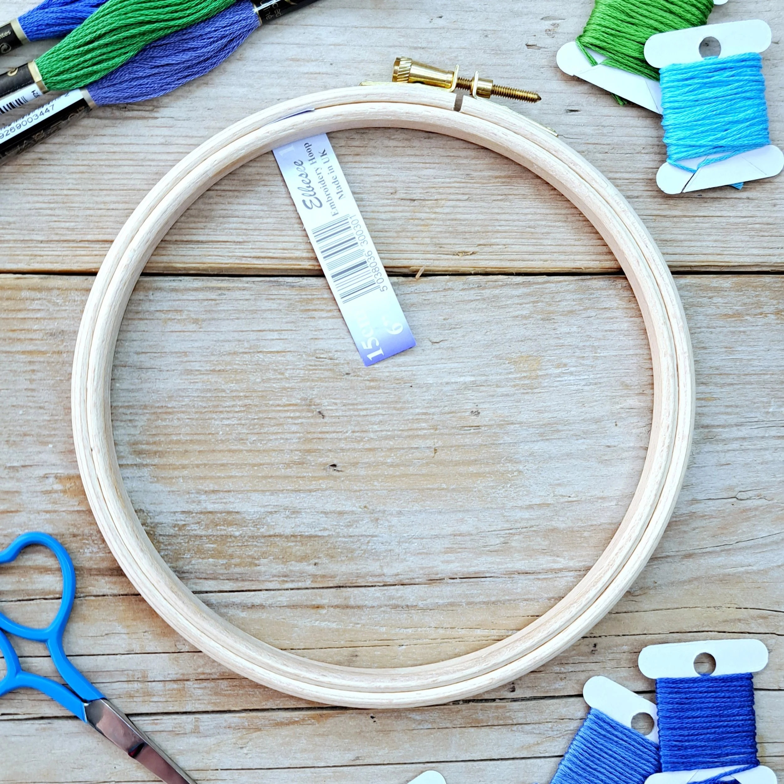 6-inch Elbesee hardwood embroidery hoop with product label