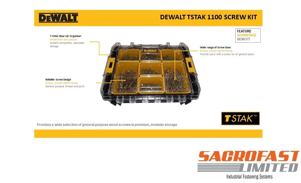 DEWALT TSTACK 1100 SCREW KIT - DWST1-71194 / DWFWDS1100