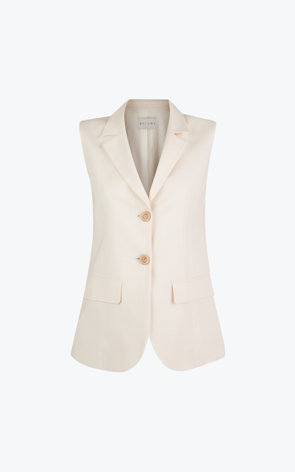 Tailored Sleeveless Cream Jacket — BYLUMA