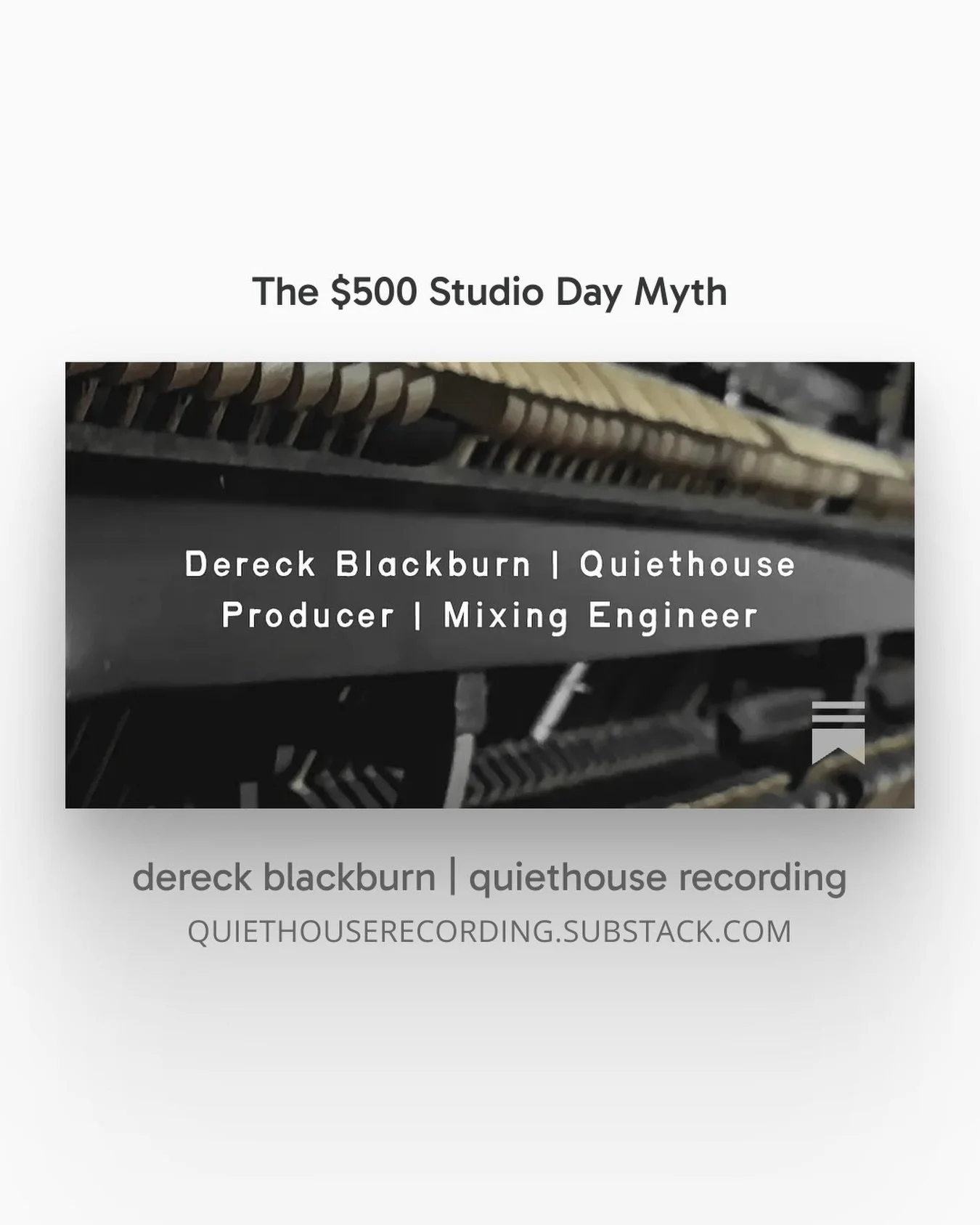 quiethouserecording.substack.com - This question comes up frequently in conversations I have with other producers and studio owners. Not because we are trying to maximize profits. Most people who run studios know that is rarely the reality of the bus