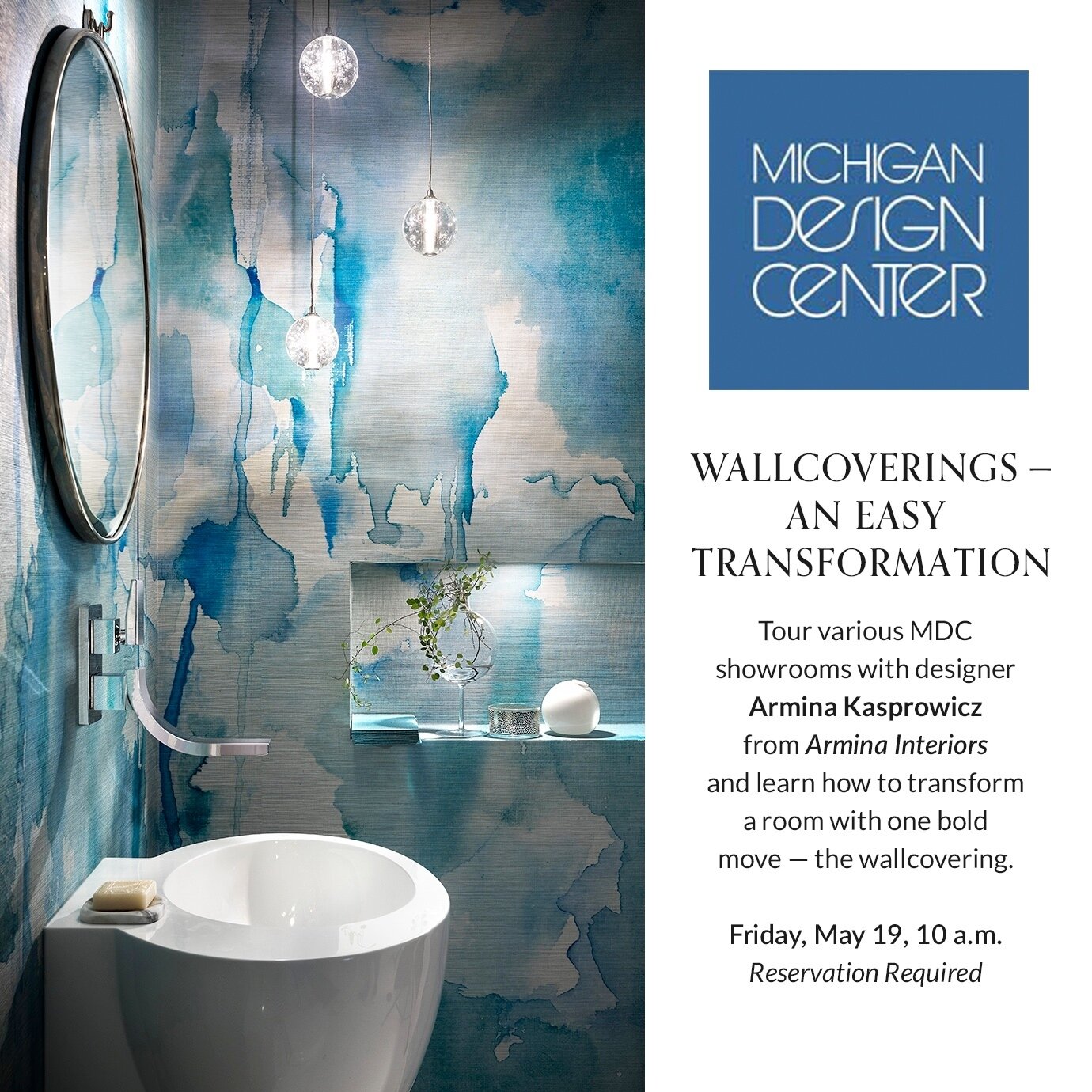 Join me at MDC @michigandesigncenter for a deep dive into the world of wallpaper! I will guide you through several MDC showrooms and discuss what to consider while selecting wall covering. If you&rsquo;re interested in attending this tour, contact Em