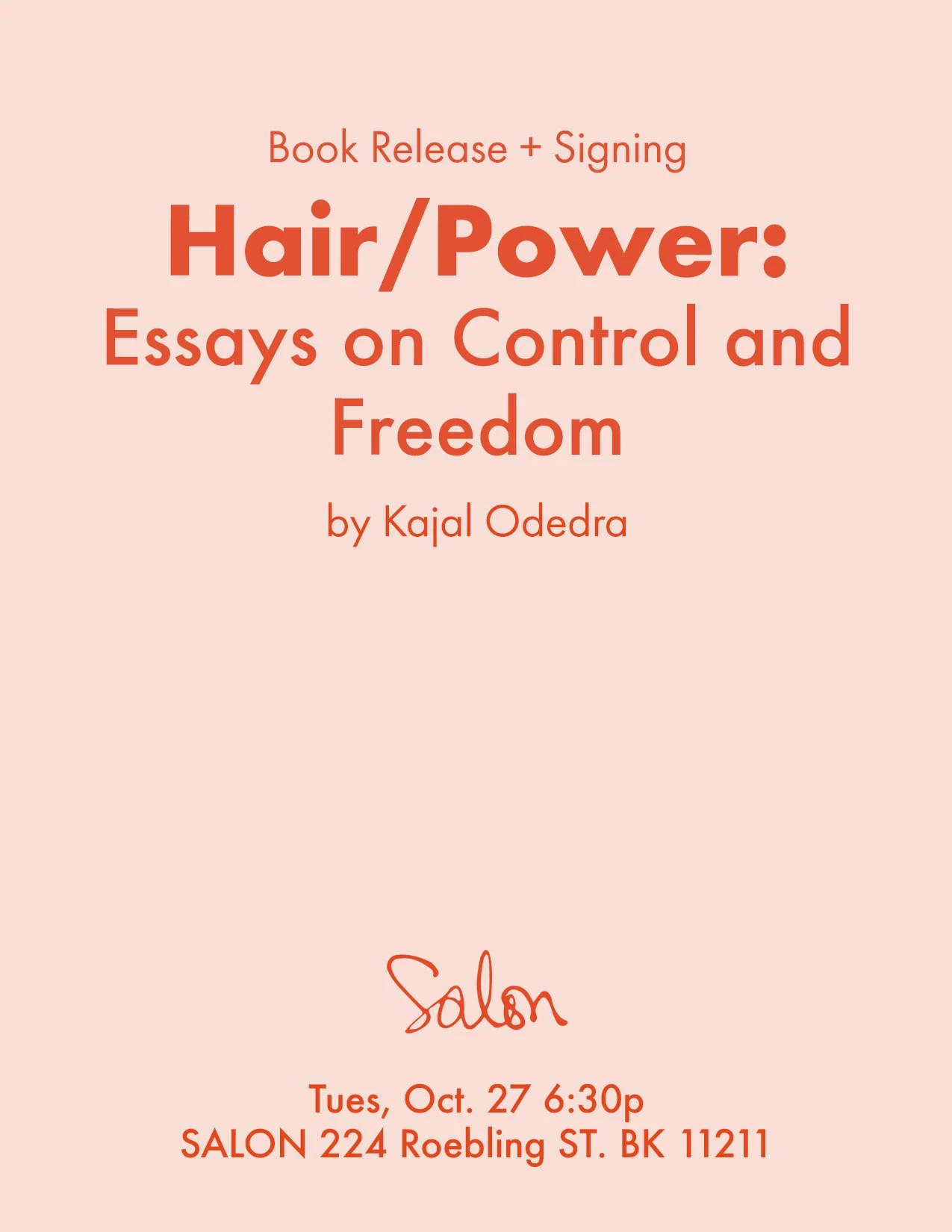 Hair/Power Book Release and Signing