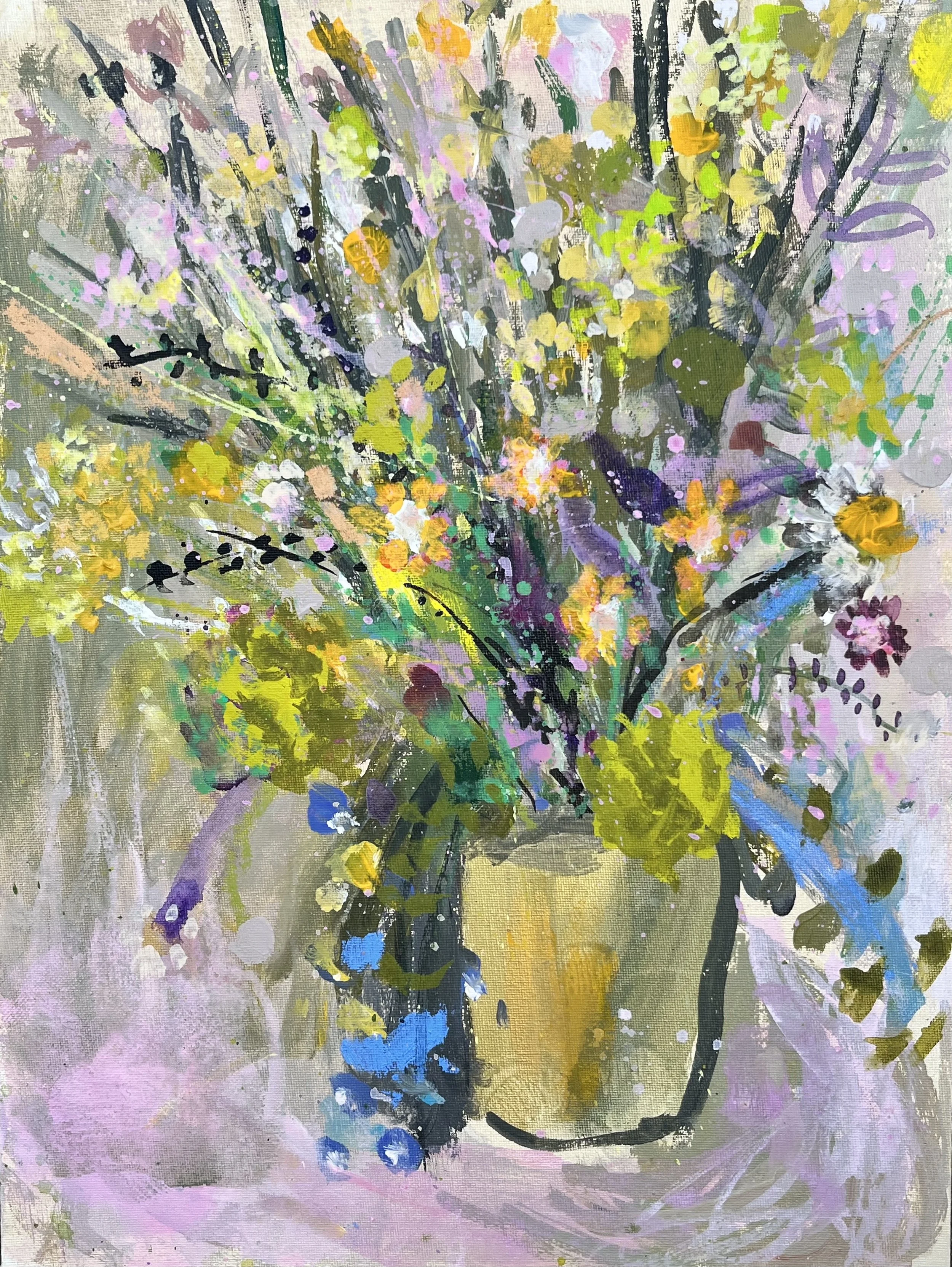 'Summer Yellow' mixed media on canvas board 30cm x 40cm framed £475.00