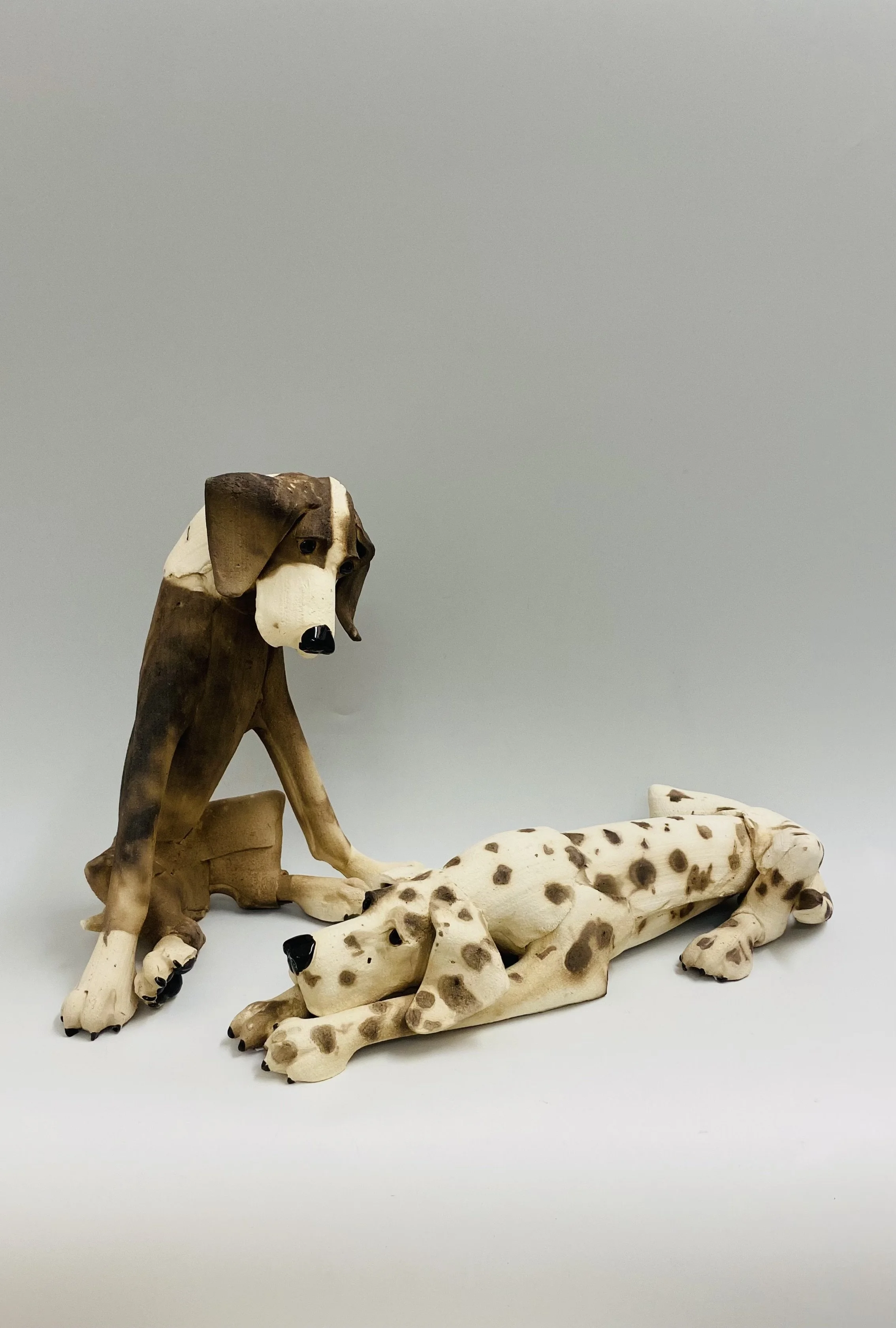 Virgina Dowe Edwards smoke-fired ceramic dogs £265 each