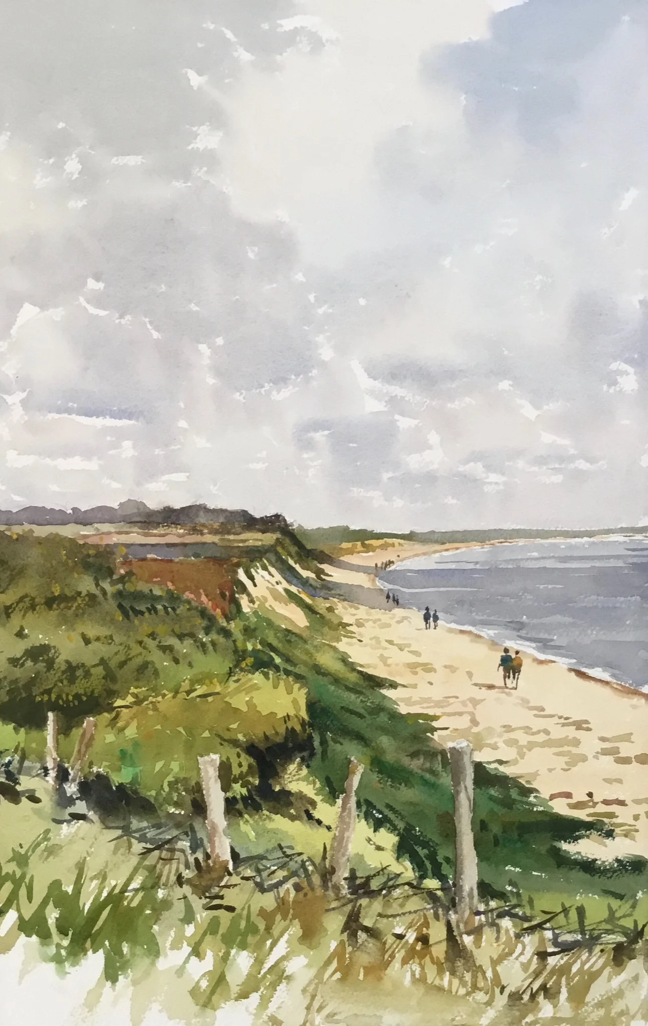 'Sole Bay from Dunwich Cliffs' watercolour 53cm x 73cm framed £395.00