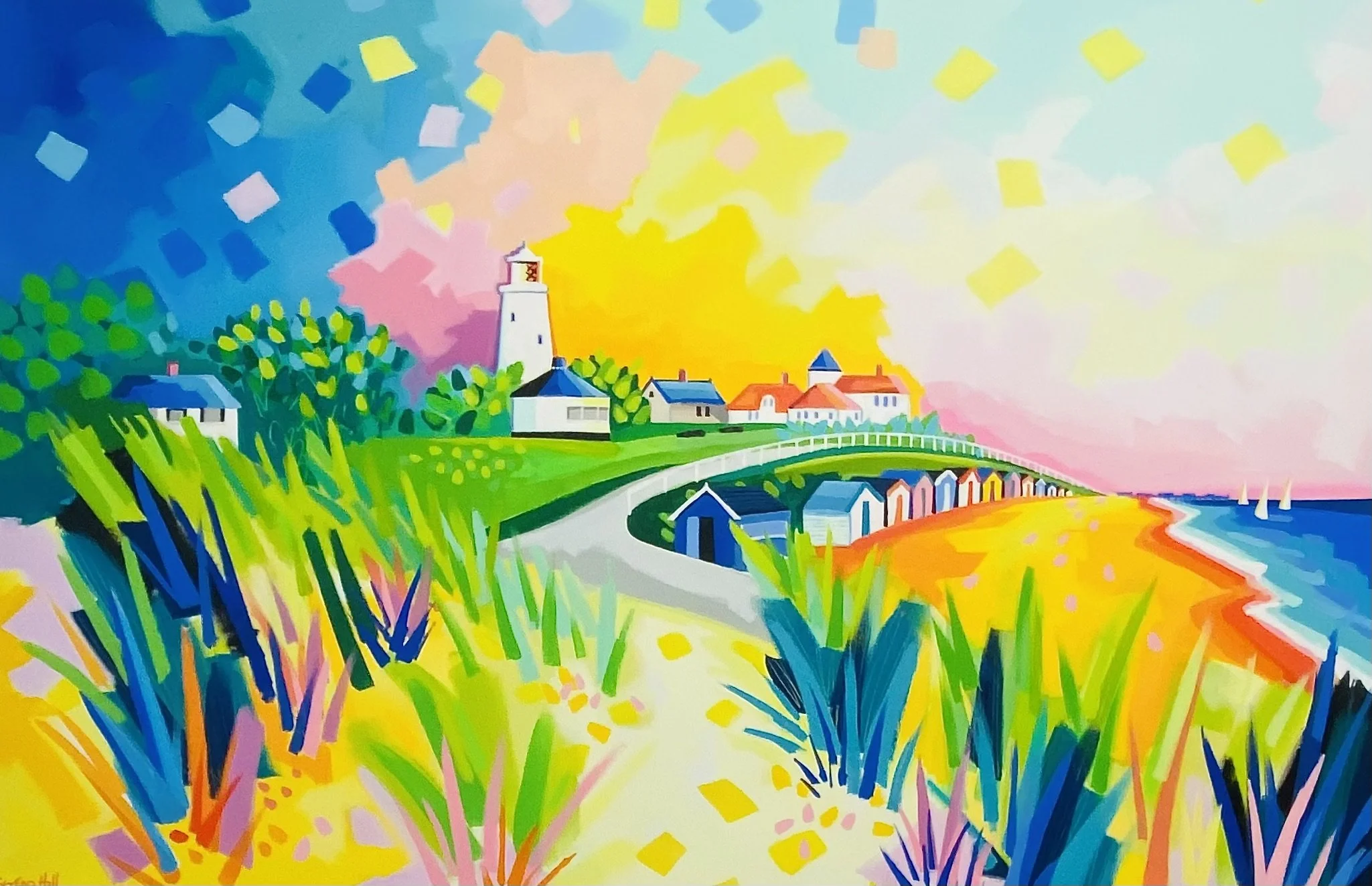 'Morning Walk to the Tea Hut' acrylic on deep edged canvas 100cm x 150cm £2,950.00