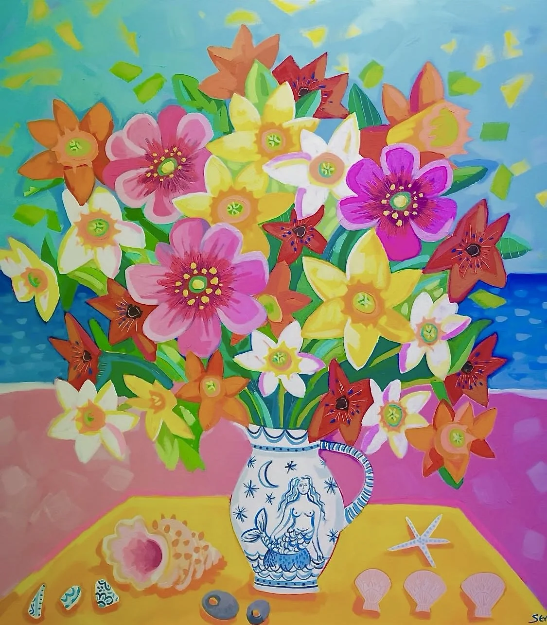 'Seaside Flowers' acrylic on deep edged canvas 120cm x 120cm £3,500.00