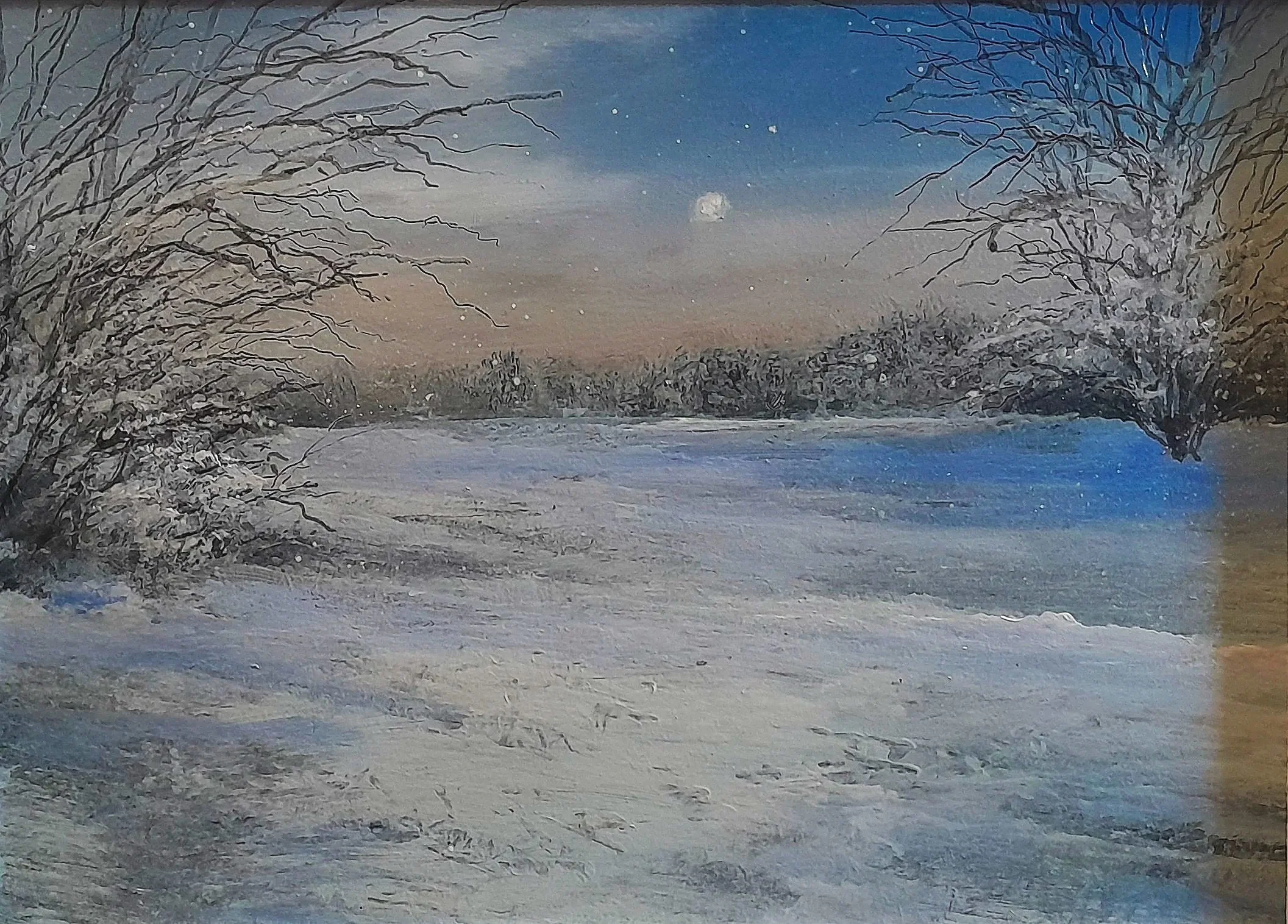 New collection of paintings by Norfolk artist Garry Pereira. 'After Jack Frost' oil on panel 37cm x 30cm framed £595.00