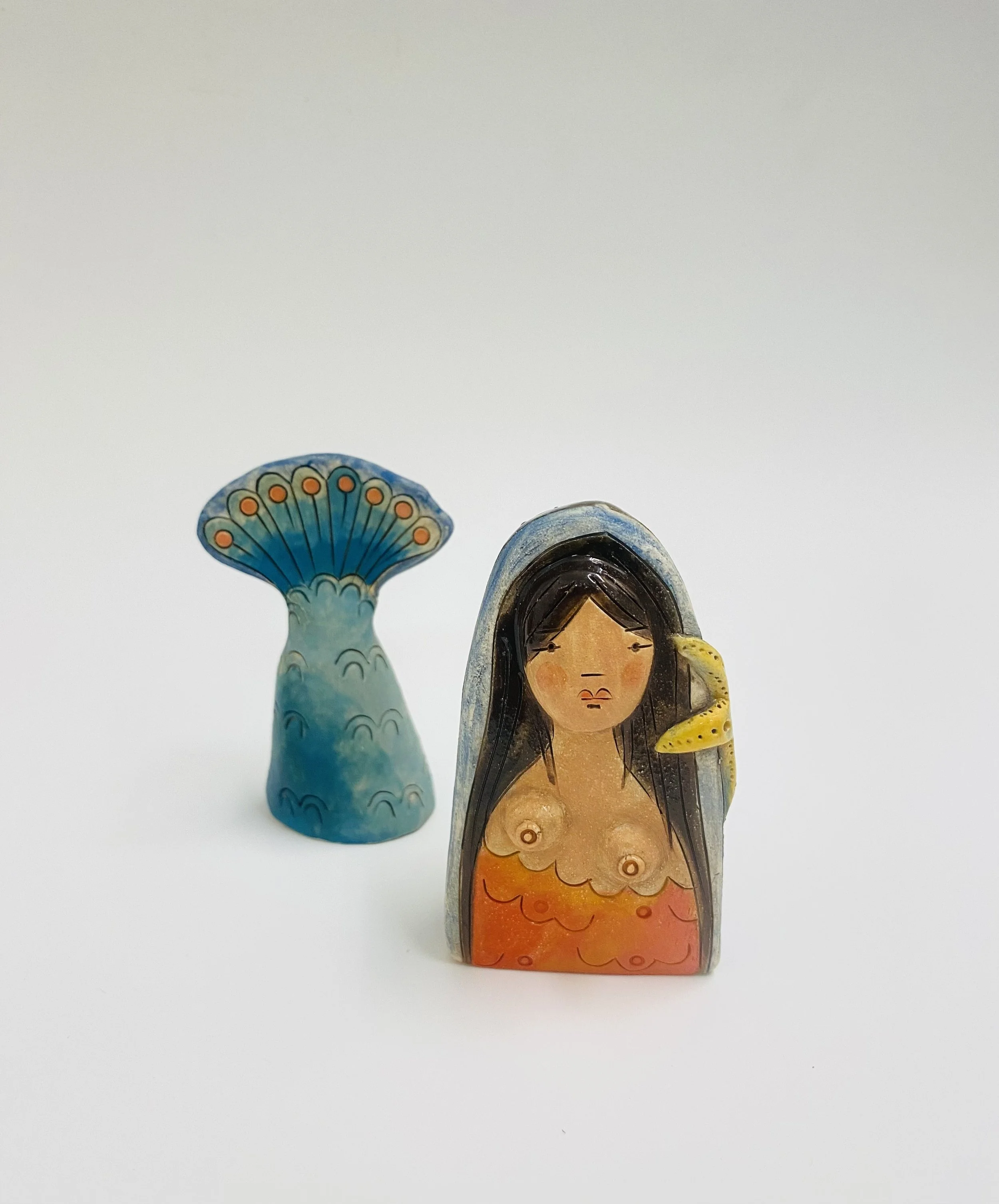 Handmade ceramic mermaid, height approx 10cm £85