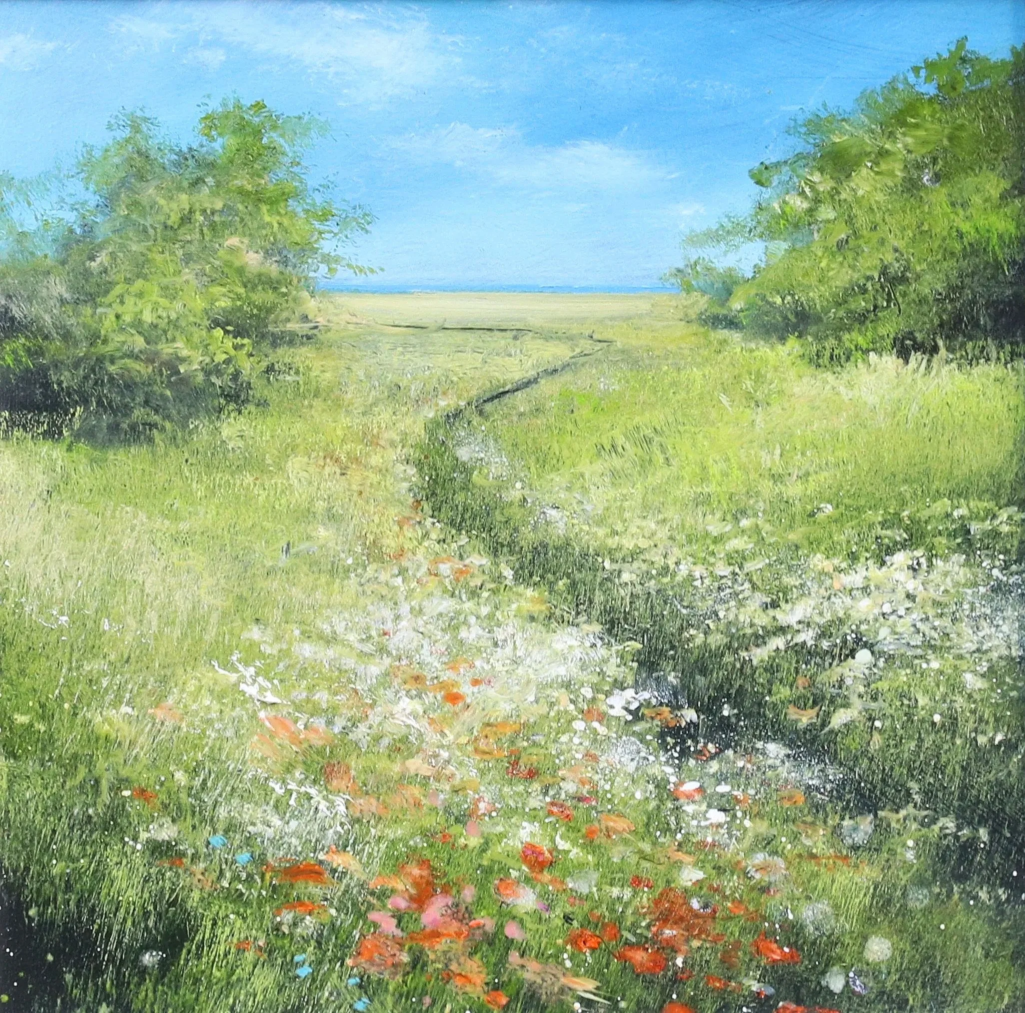 New collection of paintings by Norfolk artist Garry Pereira. 'Fairest of the Months' oil on board 39cm x 39cm framed £625