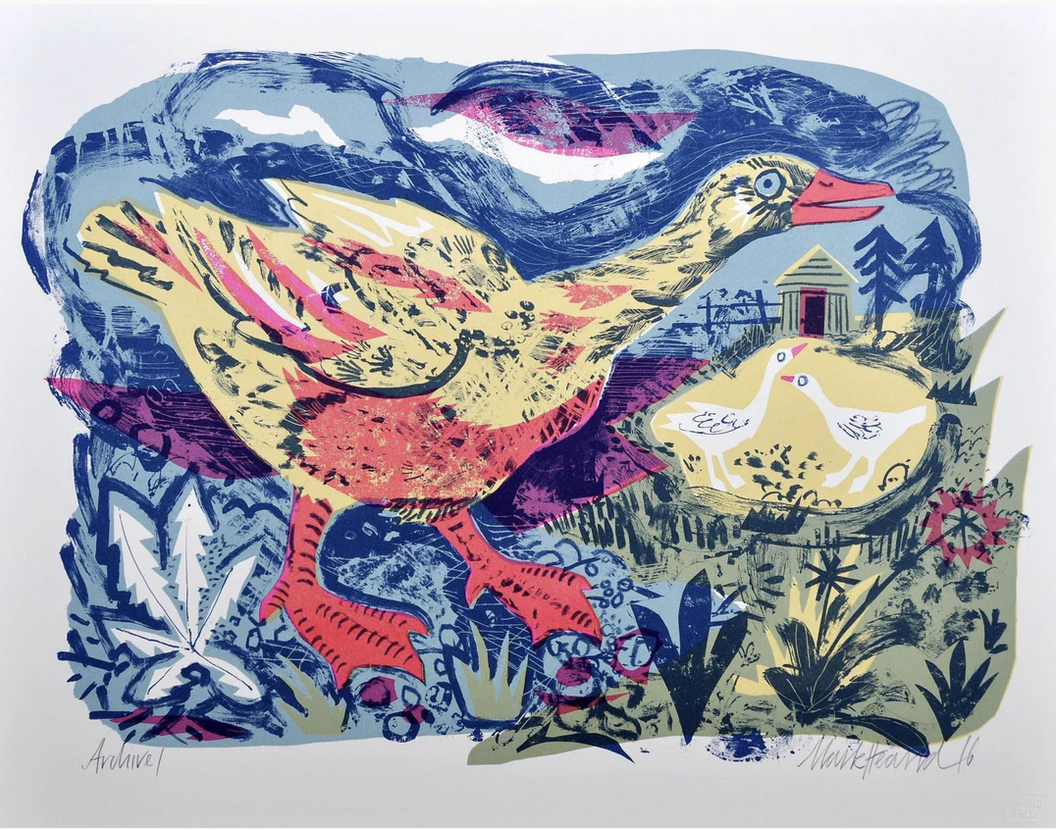 Goose Screenprint £225 Unframed SOLD
Goose framed and mounted in white wood £325