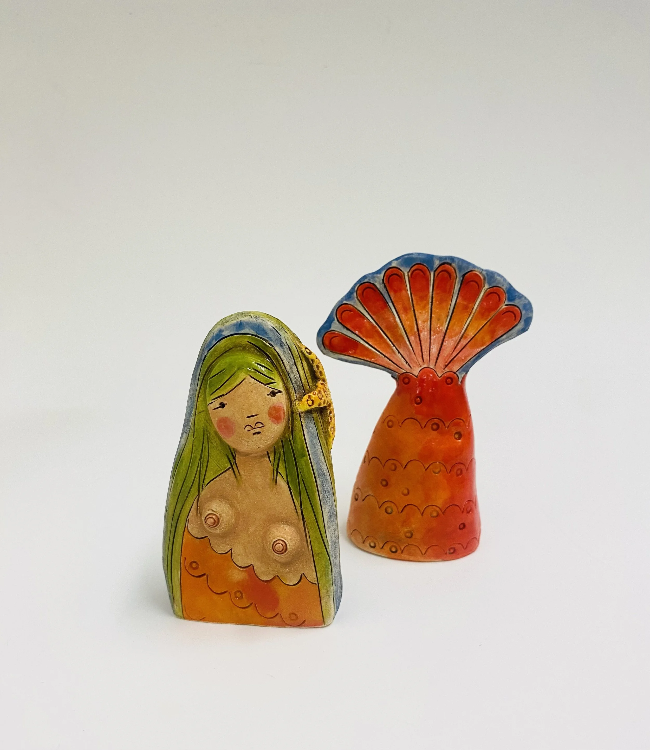 Handmade ceramic mermaid, height approx 10cm £85