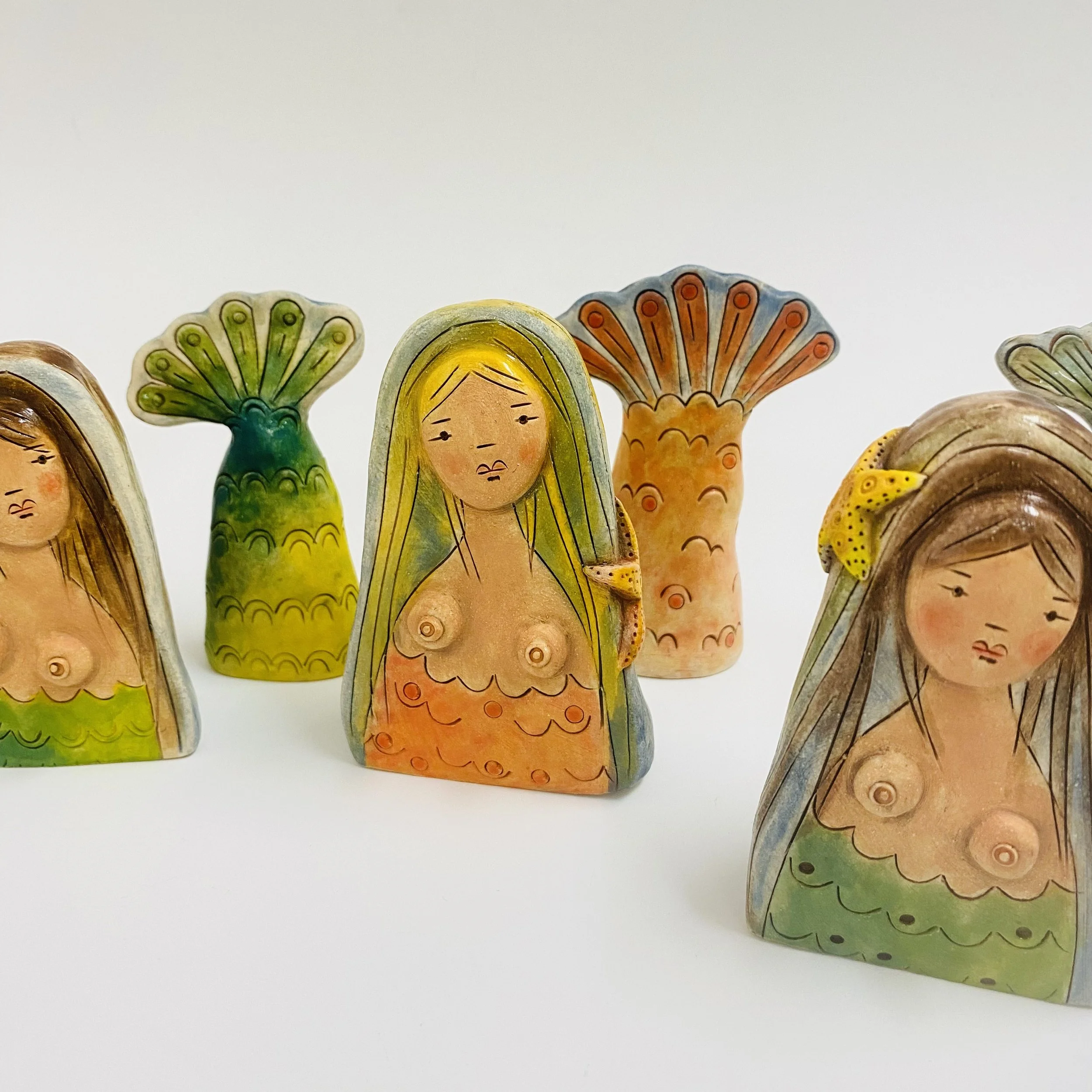 Handmade ceramic mermaids, height approx 10cm  £85 each
