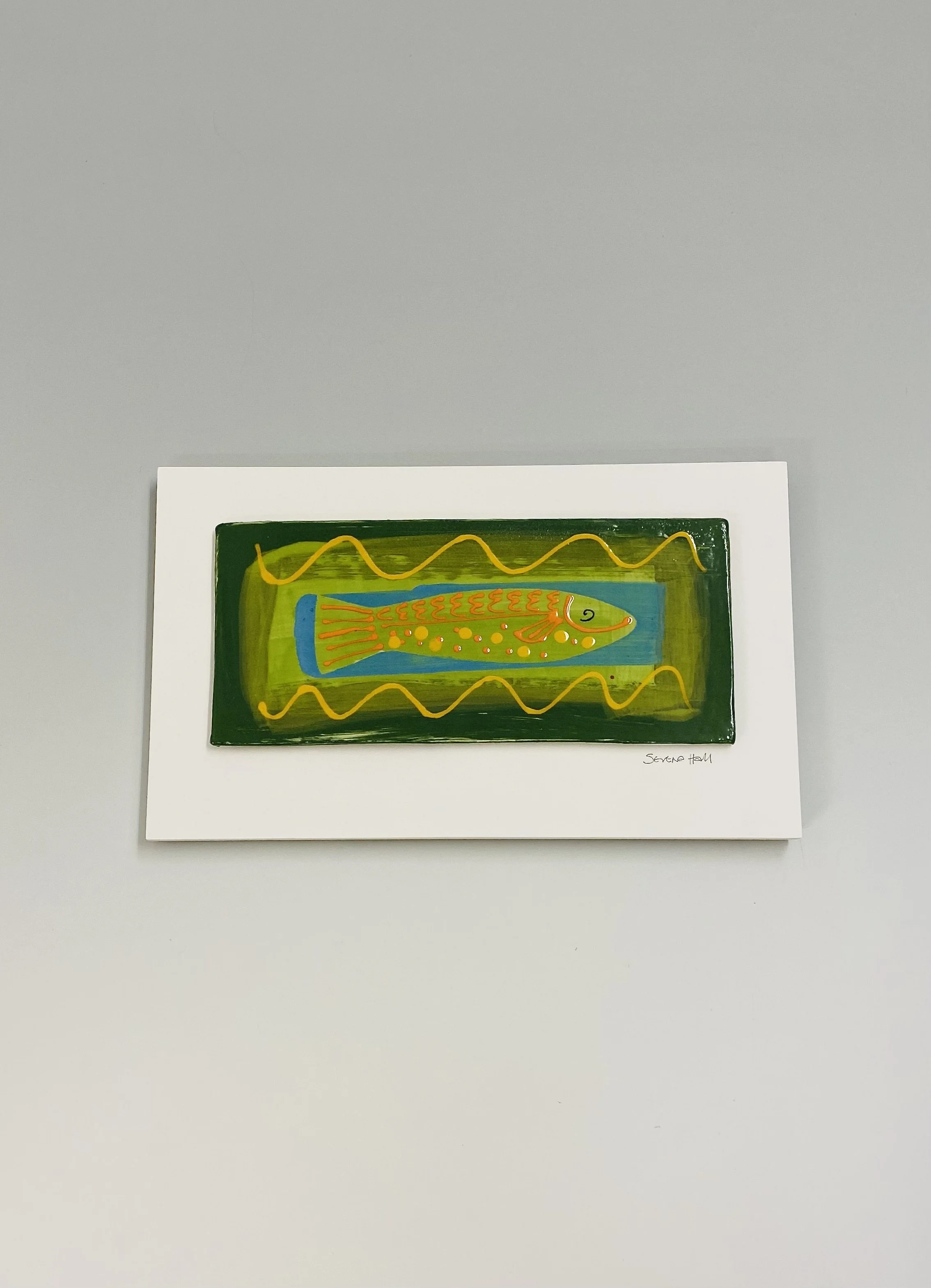 'Happy Fish' handmade slipware wall plaque 42cm x 25cm x 4cm. Ready to hang £195.00