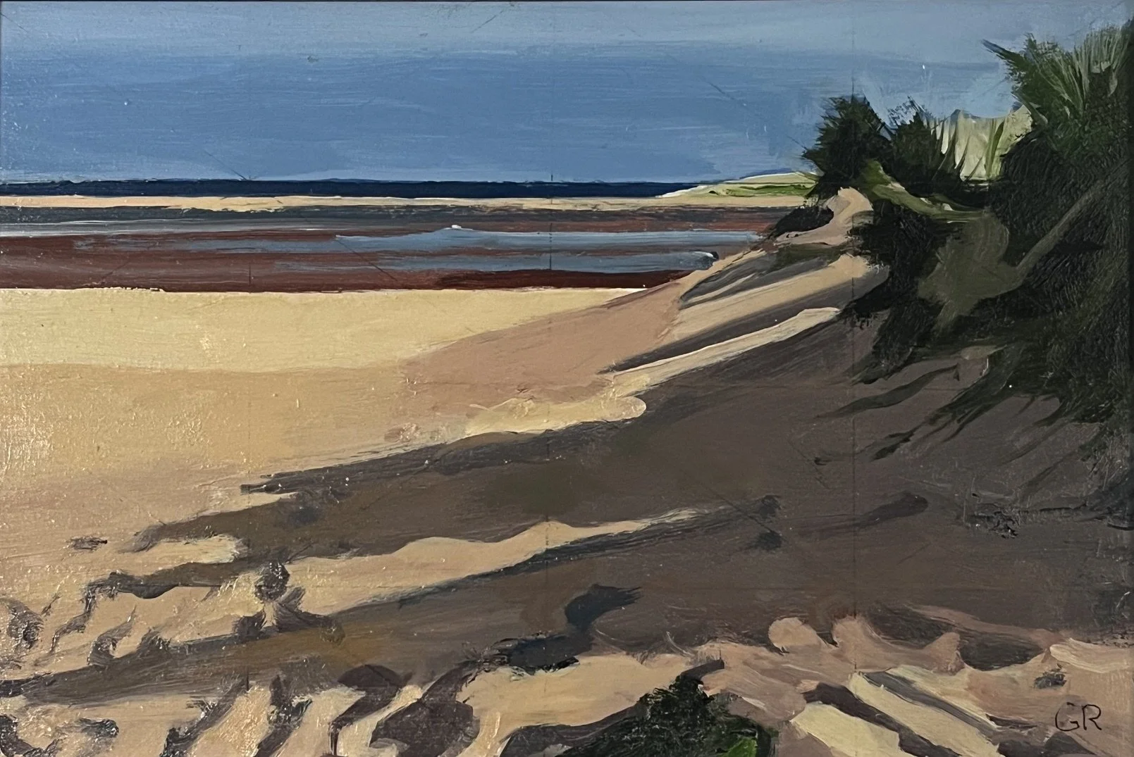 'Long Shadows' oil on board 20cm x 30cm framed £295.00