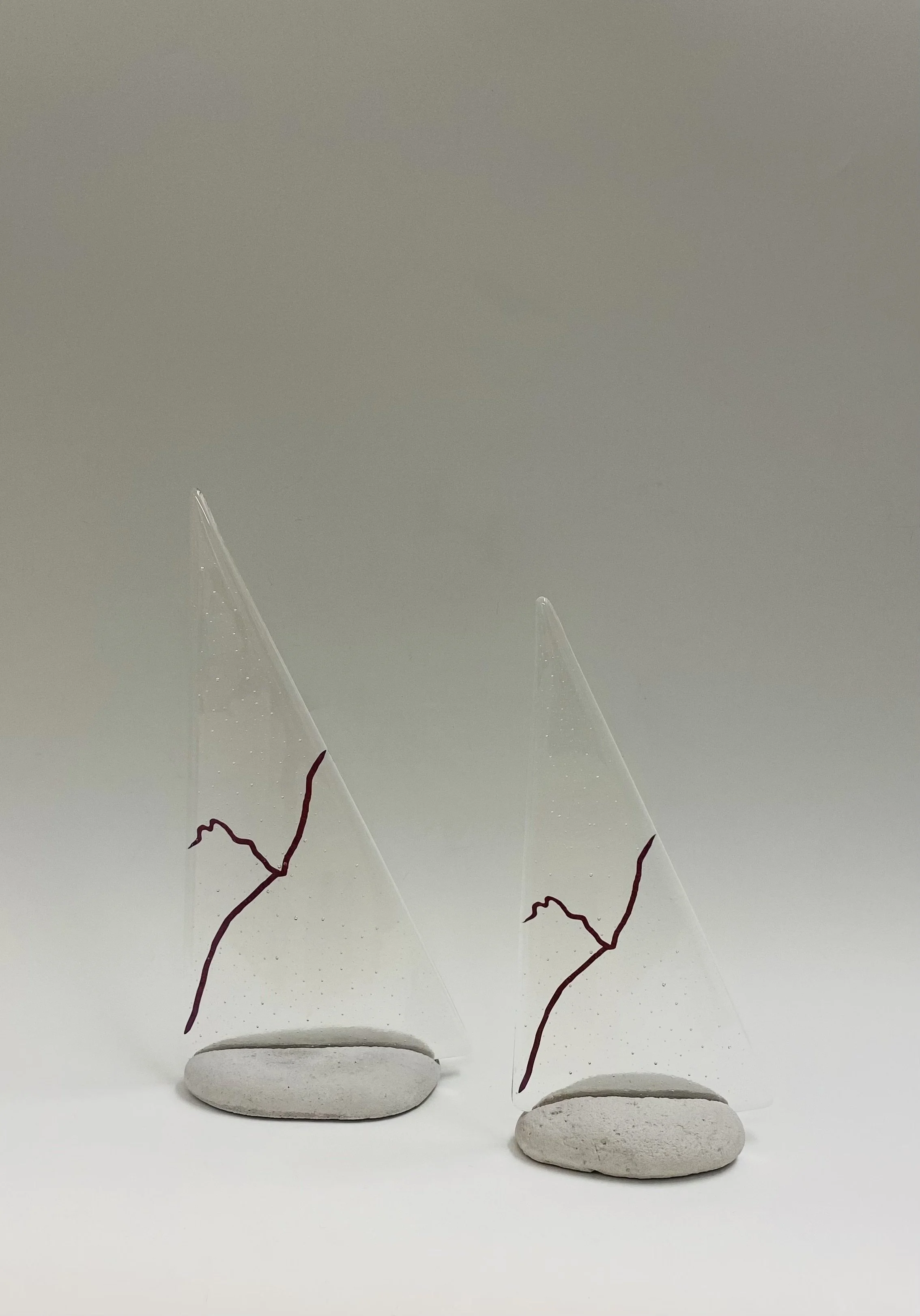 Southwold Coastline Pebble Yacht bespokely handmade by Sophie Gregson. Glass, copper & clay. Sml. £80, Med. £100, Lg. £130