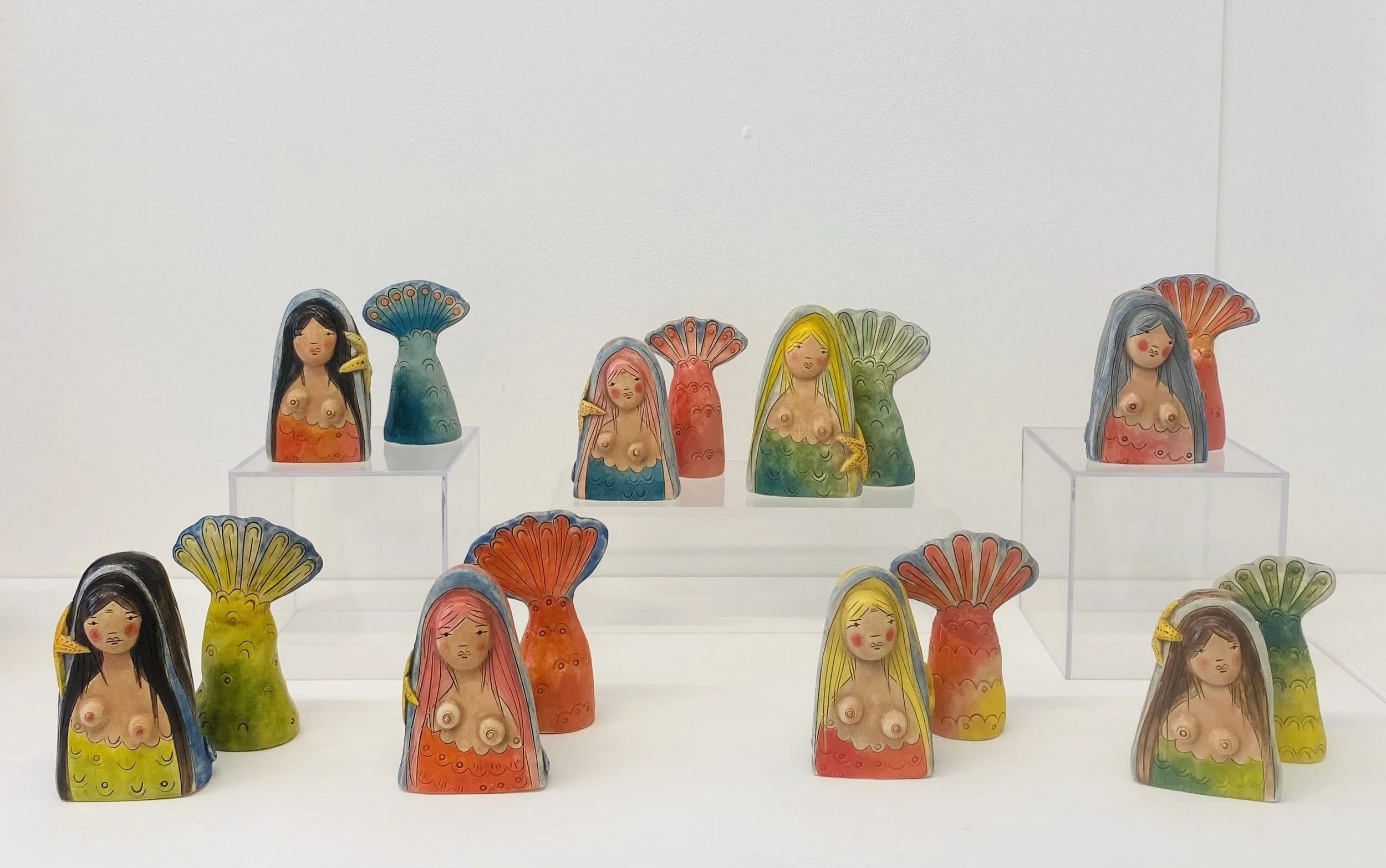 Handmade ceramic mermaids, height approx 10cm  £85 each