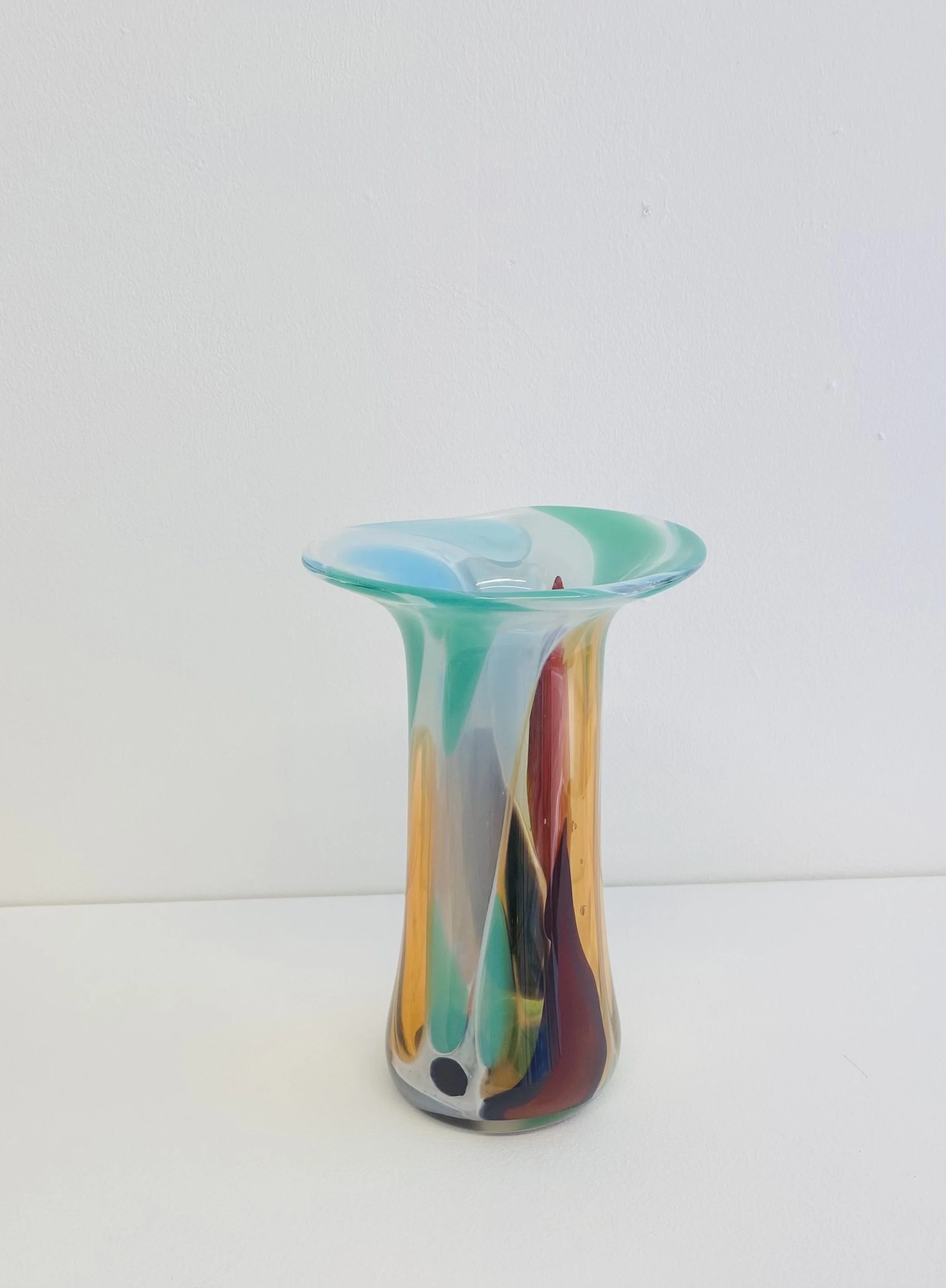 Hand blown glass fluted vase H18cm D13cm £115