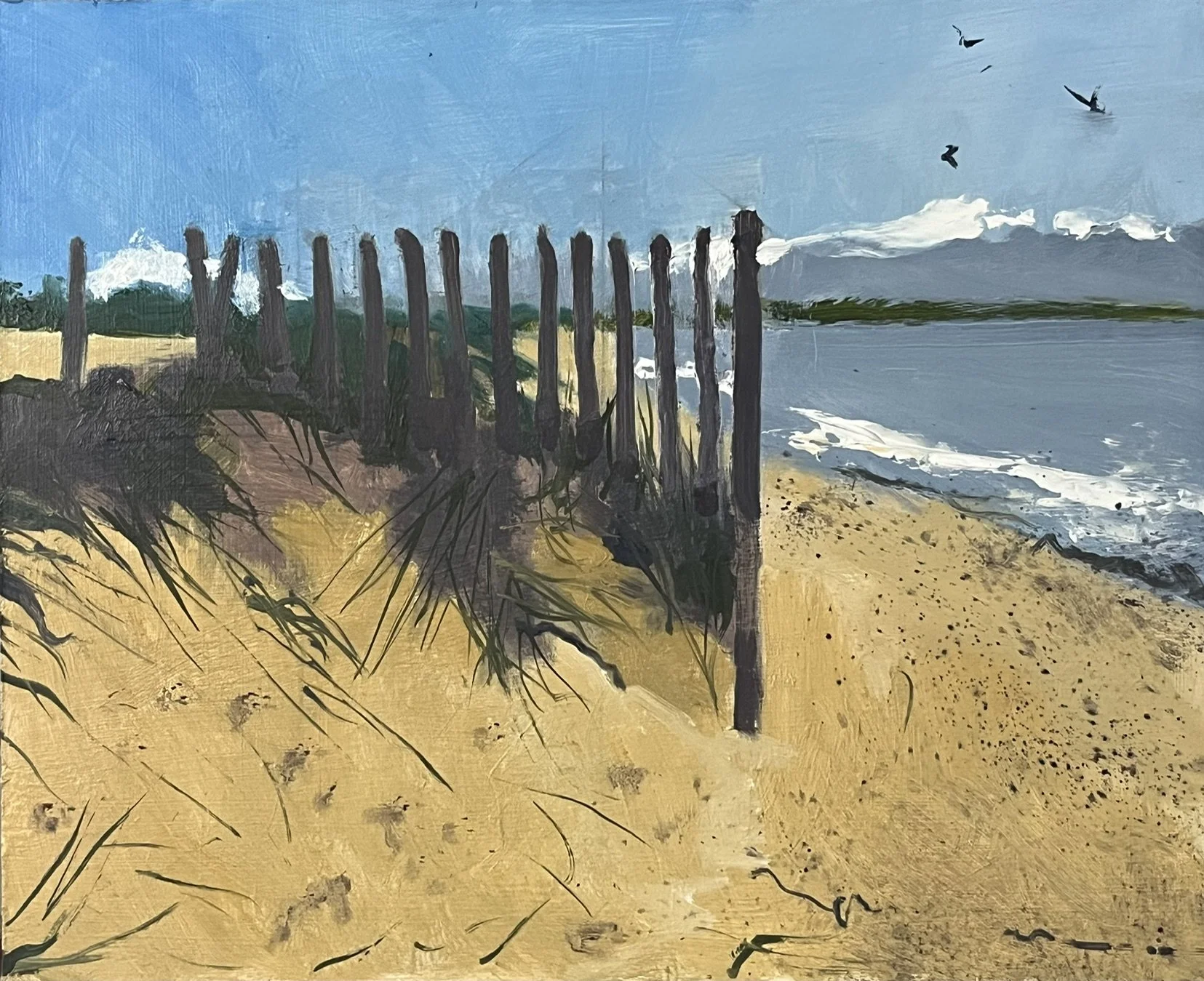 'Walberswick Fencing' oil on board 20cm x 25cm framed £295.00