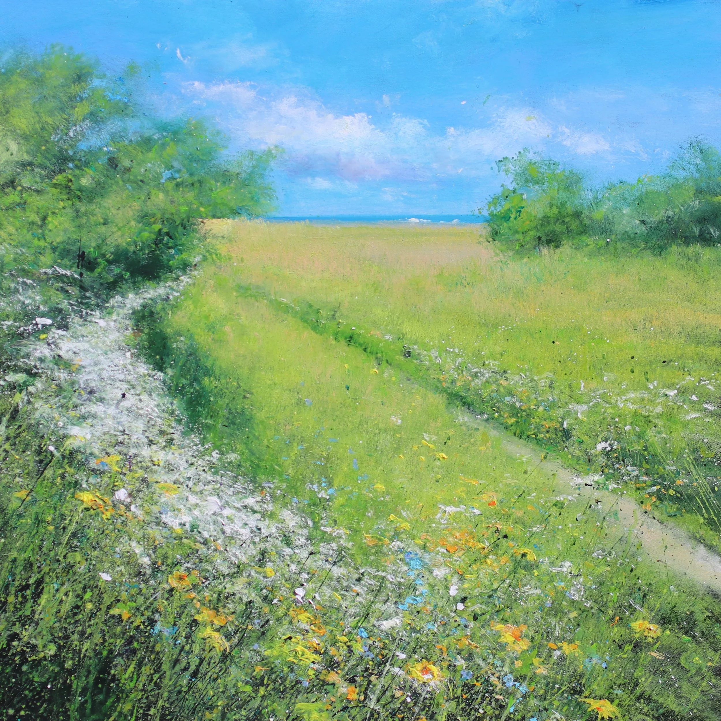 'Holiday Path' oil on canvas 81cm x 81cm framed £1,395.00