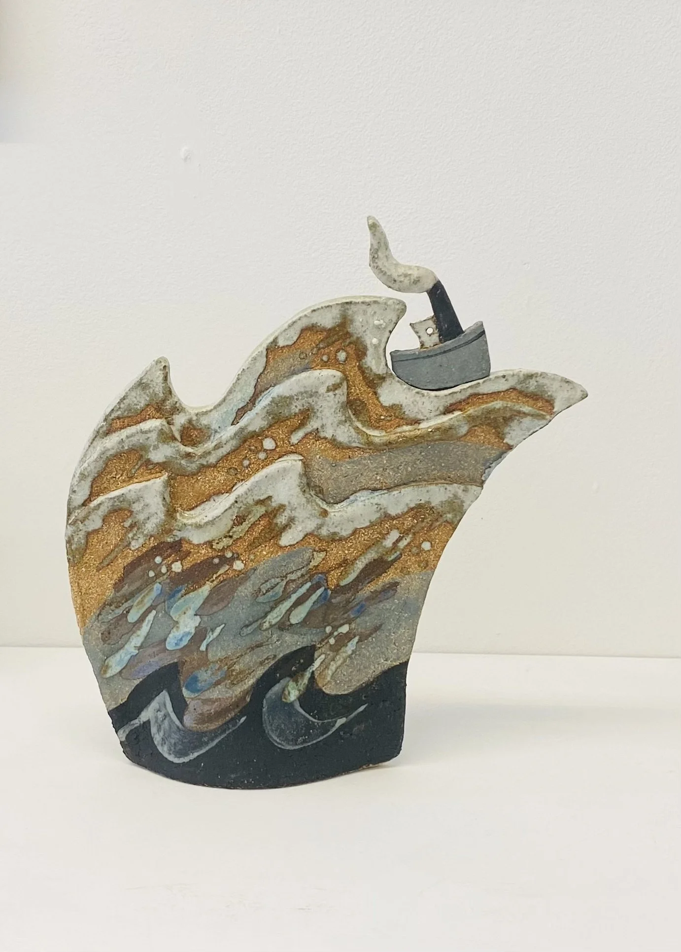 'Gale Force 10' Terri Smart, handmade ceramic sculpture H22cm W15cm D6cm SOLD