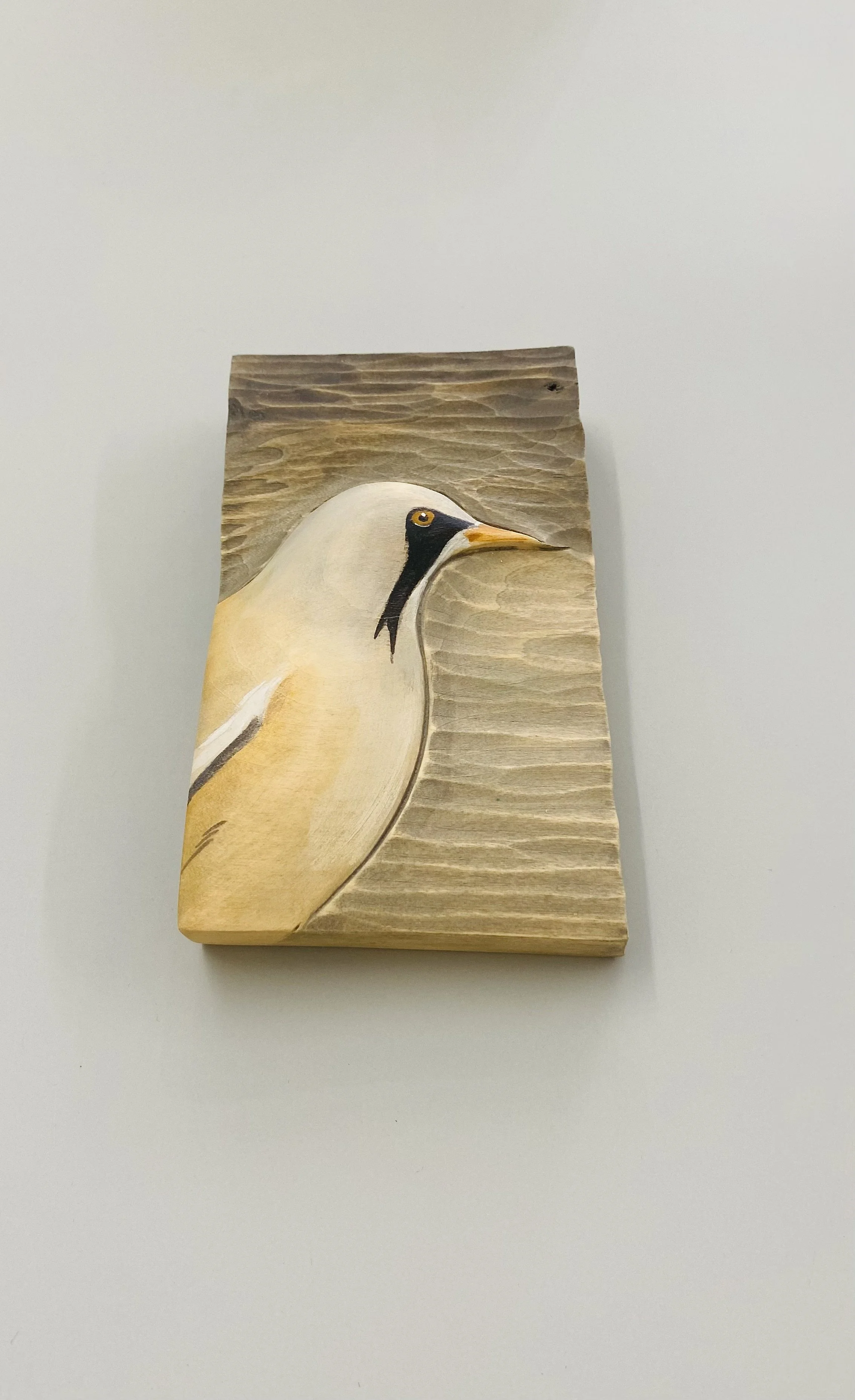 'Bearded Reedling' hand carved & painted limewood available, please enquire