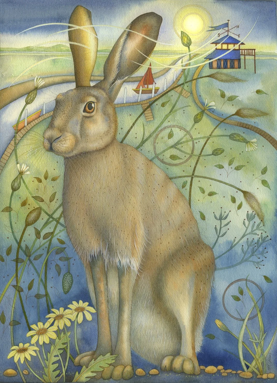 Framed limited edition giclee prints by Norfolk artist Kate Green 'Morston Hare' 45cm x 35cm  £135