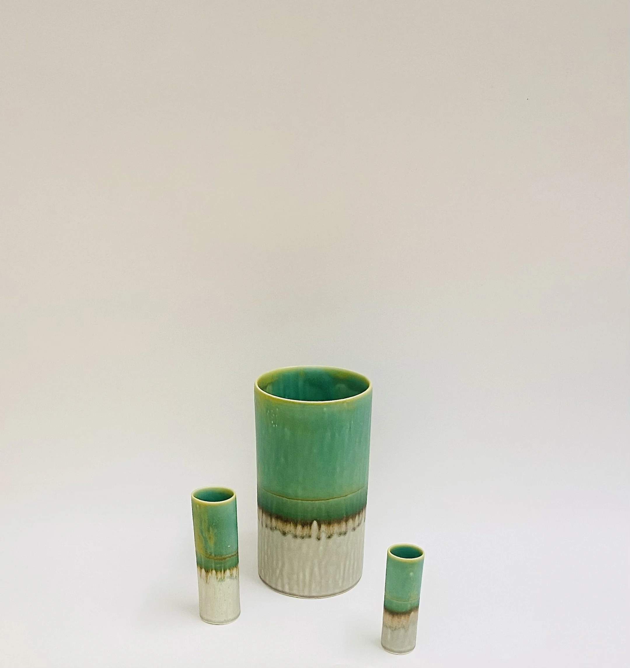 Rich colours for Autumn, hand made slip cast porcelain ceramics by SGW Lab. Extra large vase H20cm D11cm £54, medium vase H13cm D4cm £27, small vase H10cm D2.5cm £22