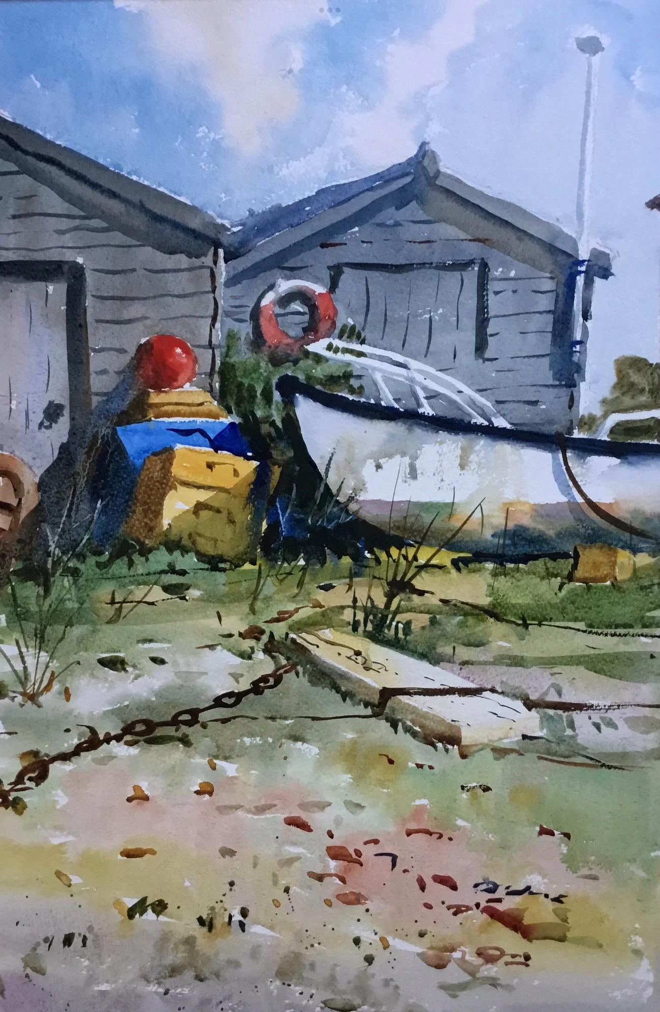 A Corner of Blackshore, Watercolour 43cm x 53cm framed SOLD
