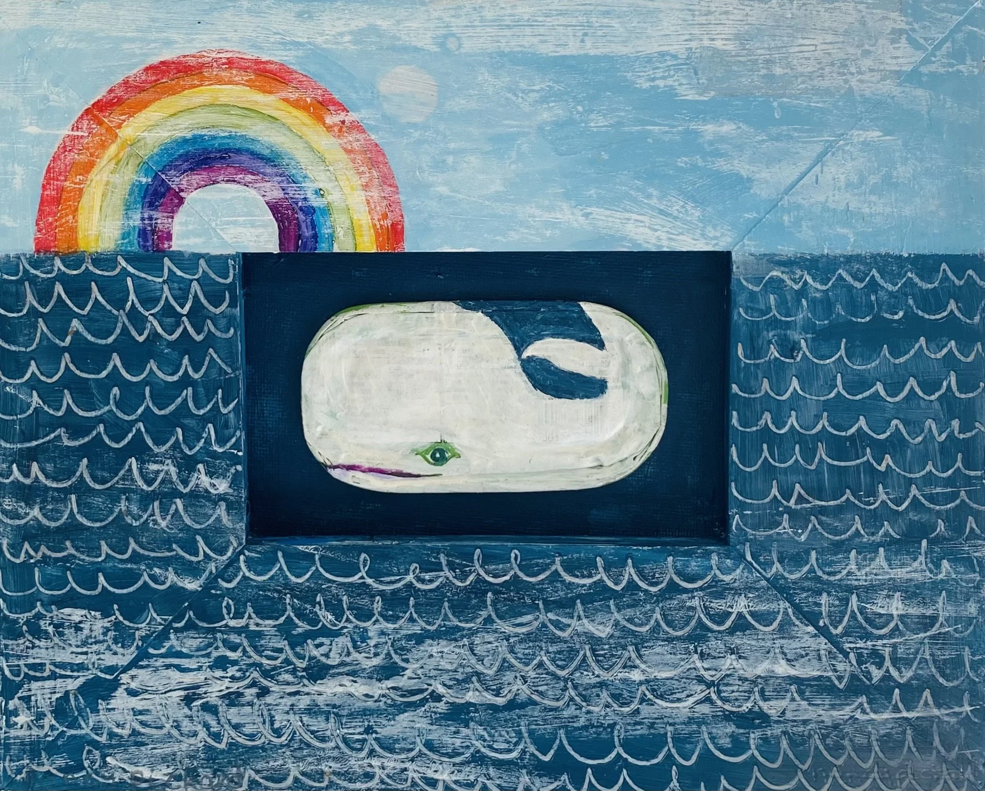 'Rainbow Whale' acrylic mixed media 27cm x 22cm £150.00