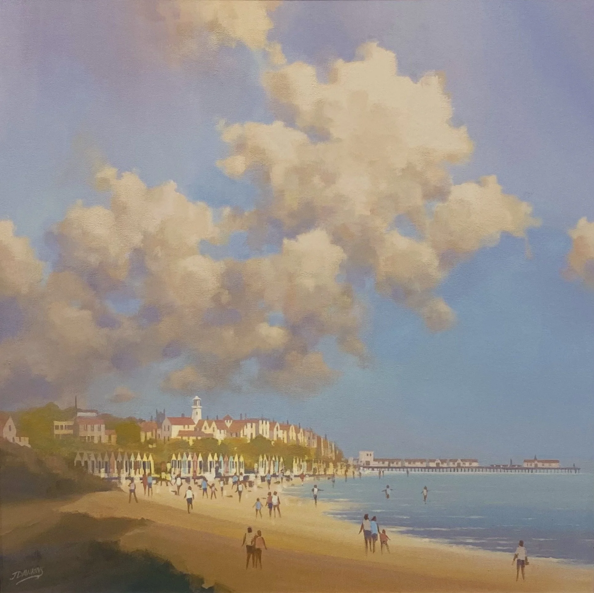 'Strolling on the Beach' acrylic on canvas 66cm x 66cm framed £495.00