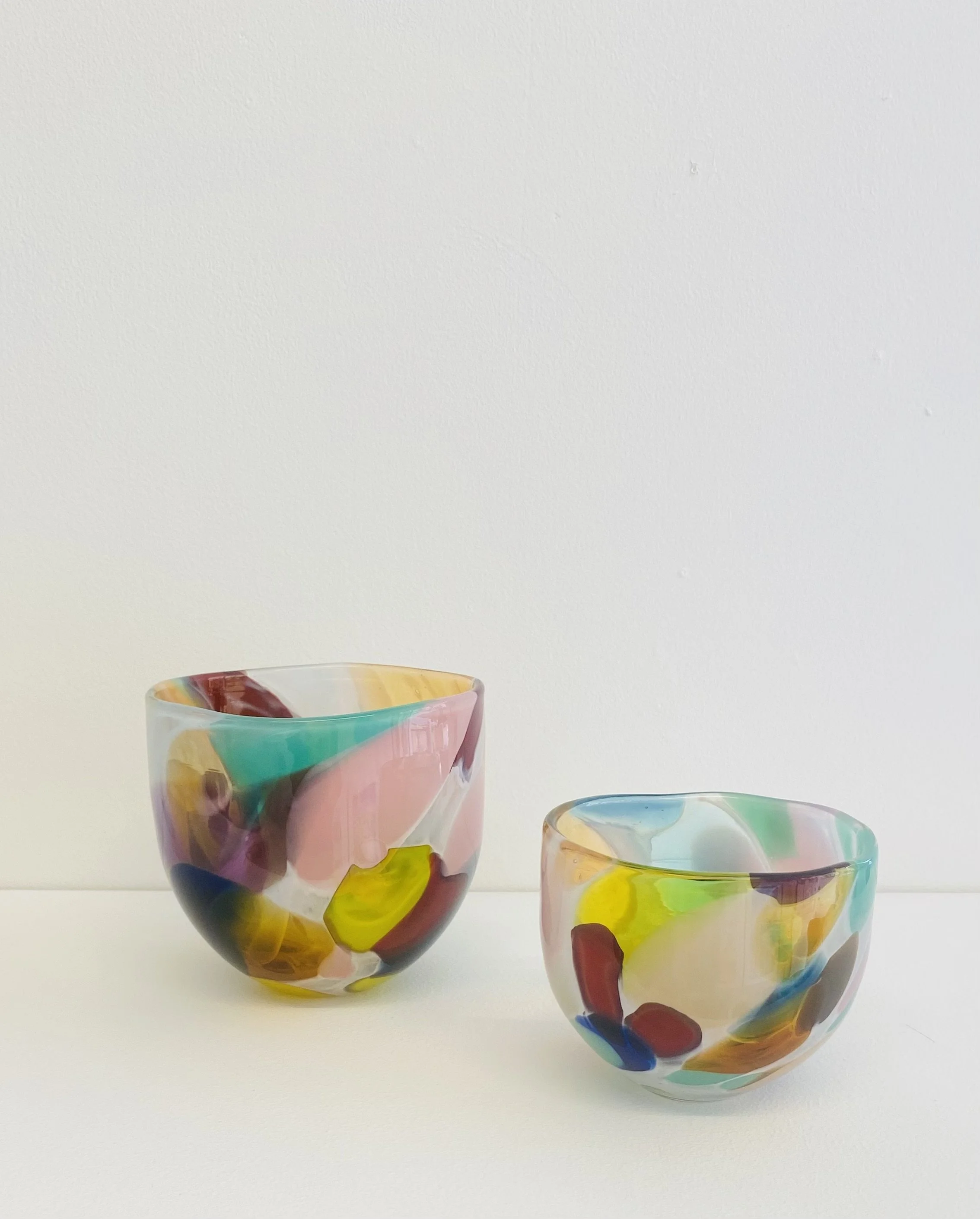 Hand blown glass vases H13cm D13cm £170, H10cm D10cm £115
